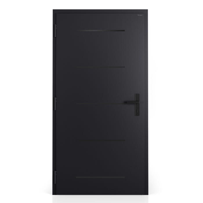 Drzwi zewnętrzne NOVIA Solid czarne (RAL 9005 struktura) 90 lewe