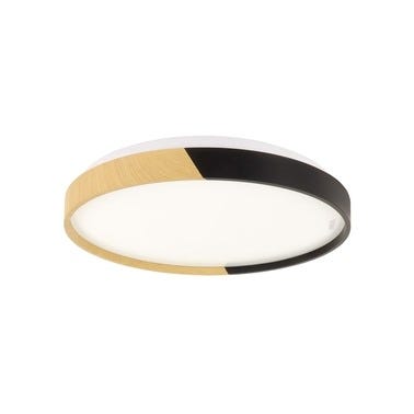 Plafon LED okrągły, dwukolorowy drewno/czarny, 24W, 2820Lm, IP44, 4000K