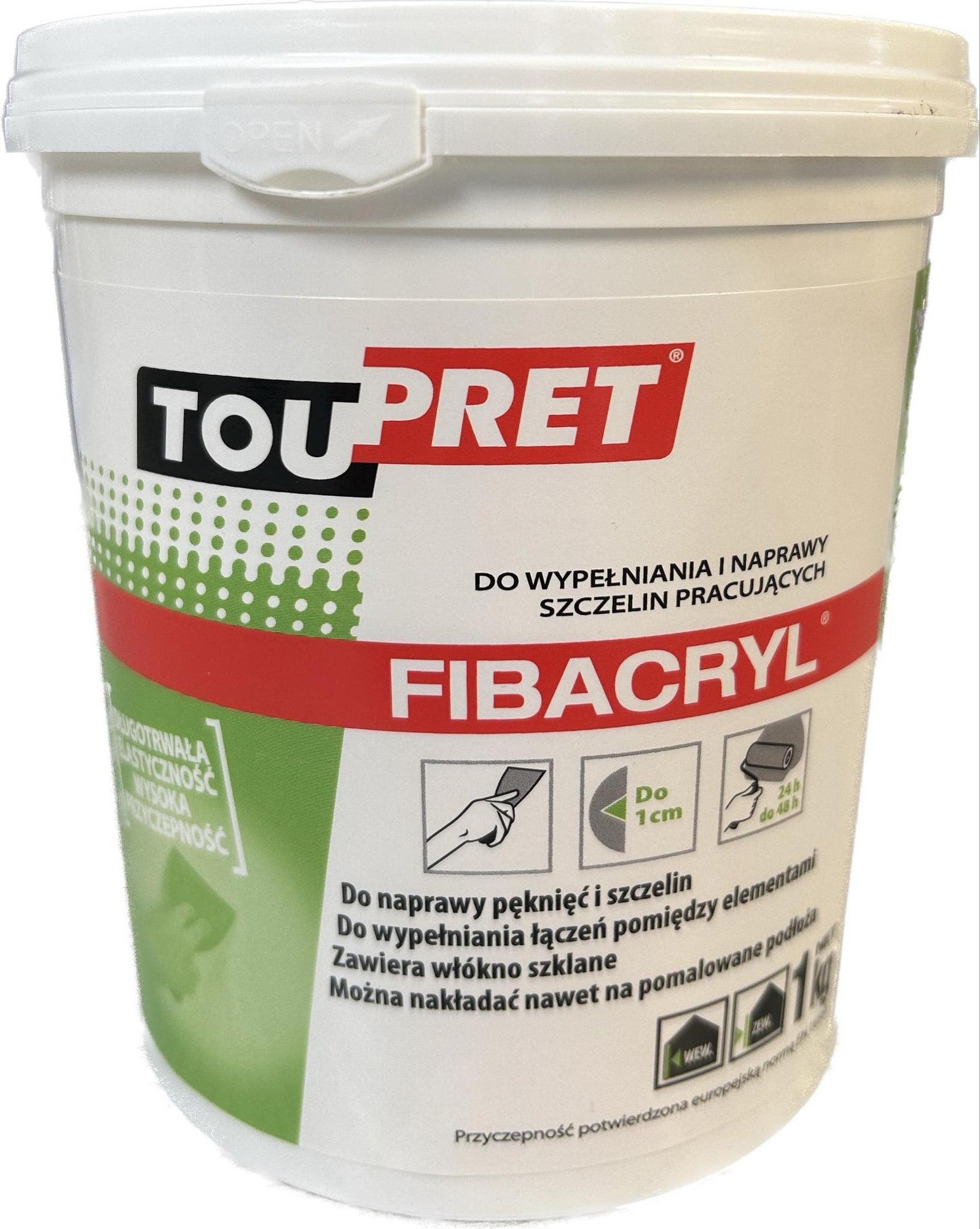 Lekka szpachla do spękań z włóknem szklanym Toupret Fibacryl 1kg