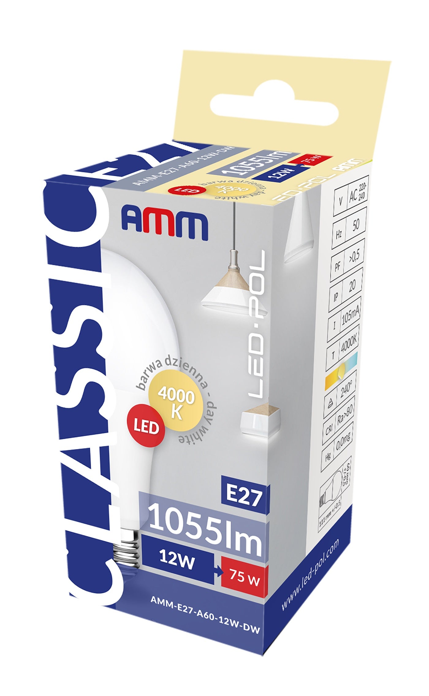 Żarówka LED E27 A60 12W 1055lm 4000K 4