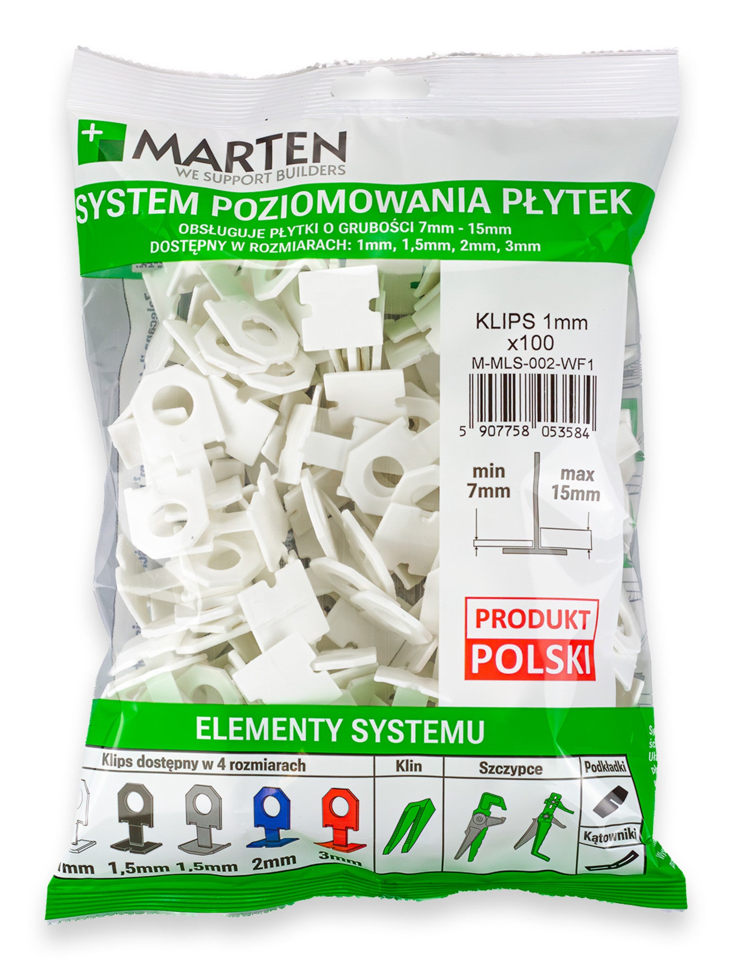 System poziomujący do płytek KLIPS 1 mm 100 szt. 0