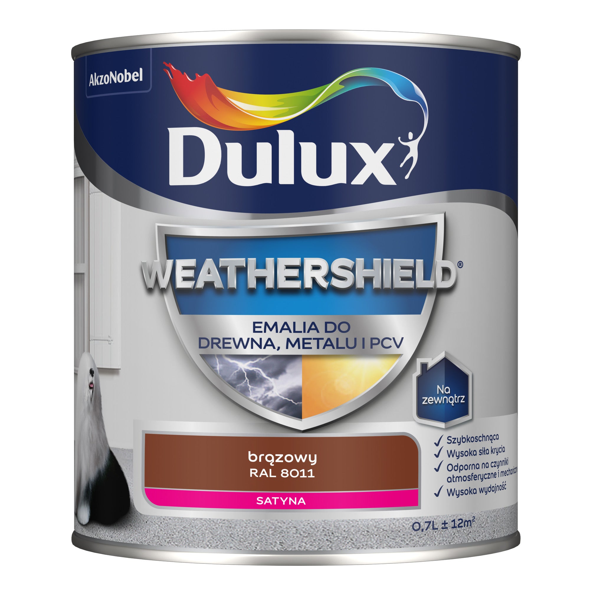 Farba elewacyjna Dulux Weathershield RAL 8011 brązowy 0,7l