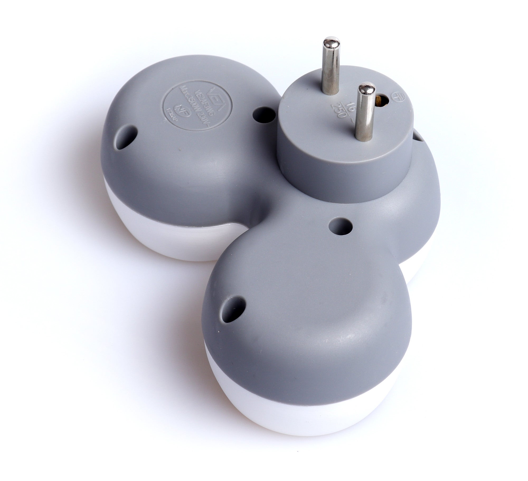 Rozgałęźnik elektryczny 3 gniazda z uziemieniem biało/szary 3