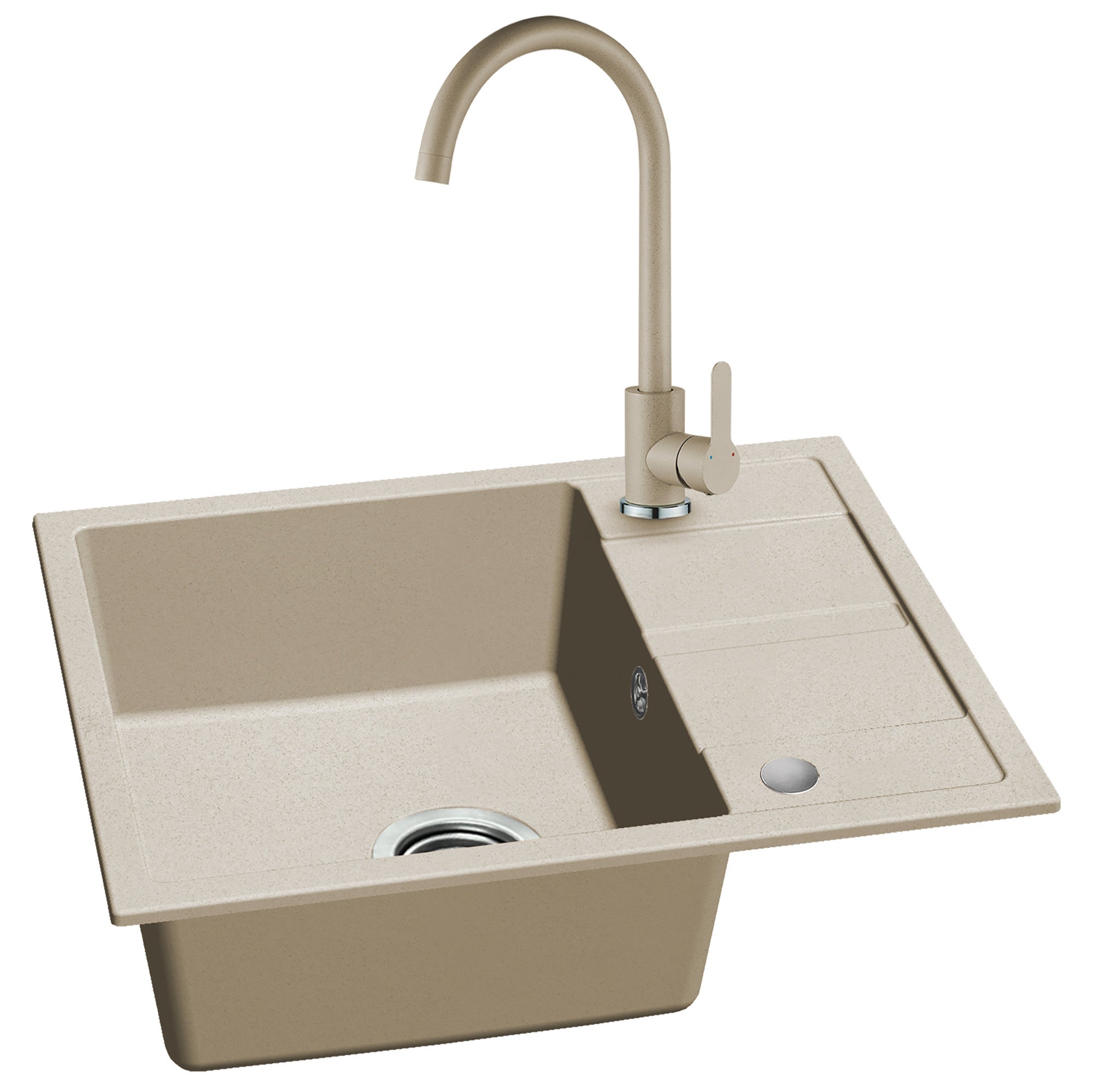 Zlewozmywak granitowy Kuchinox Hack 56 x 44 x 17 cm beżowy 2