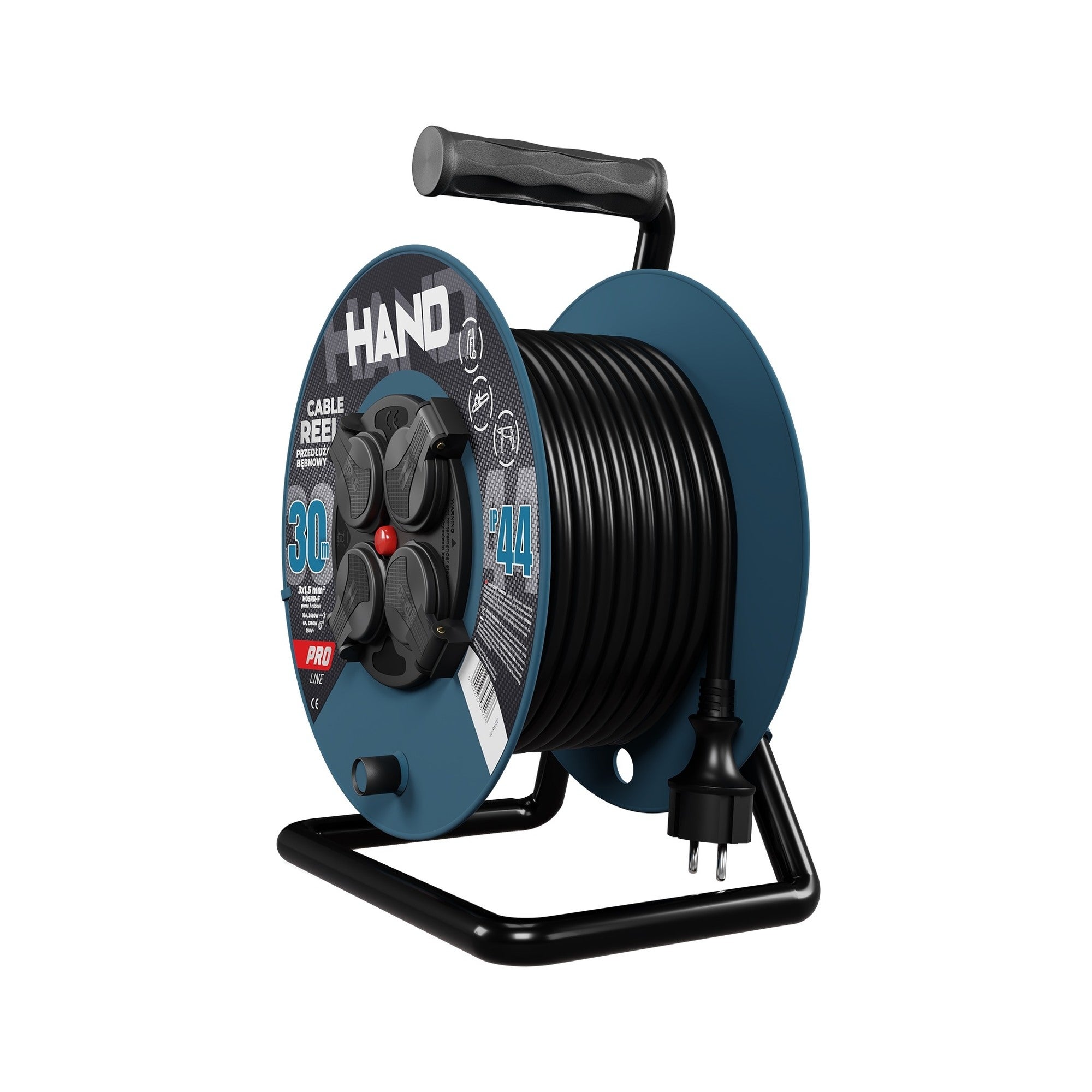 Przedłużacz bębnowy Hand 30m 3x1,5 guma 4x2P+Z IP44 2
