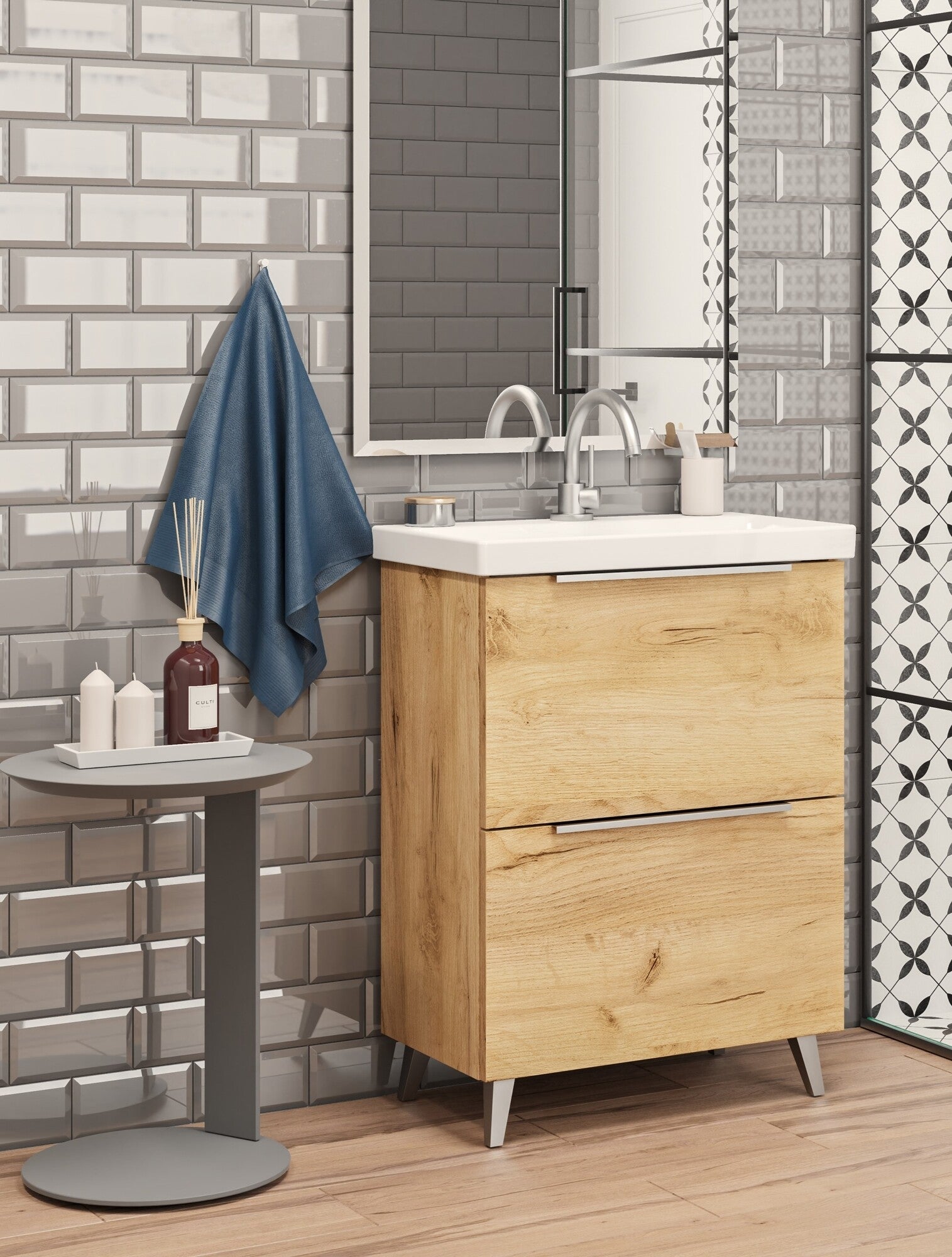 Szafka z umywalką Meble21 Manta 65 x 35 cm dąb 2