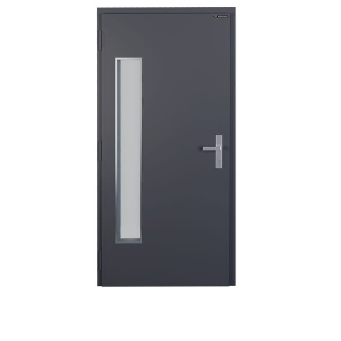 Drzwi Zewnętrzne NOVIA Vitre, grafitowe, 90 lewe