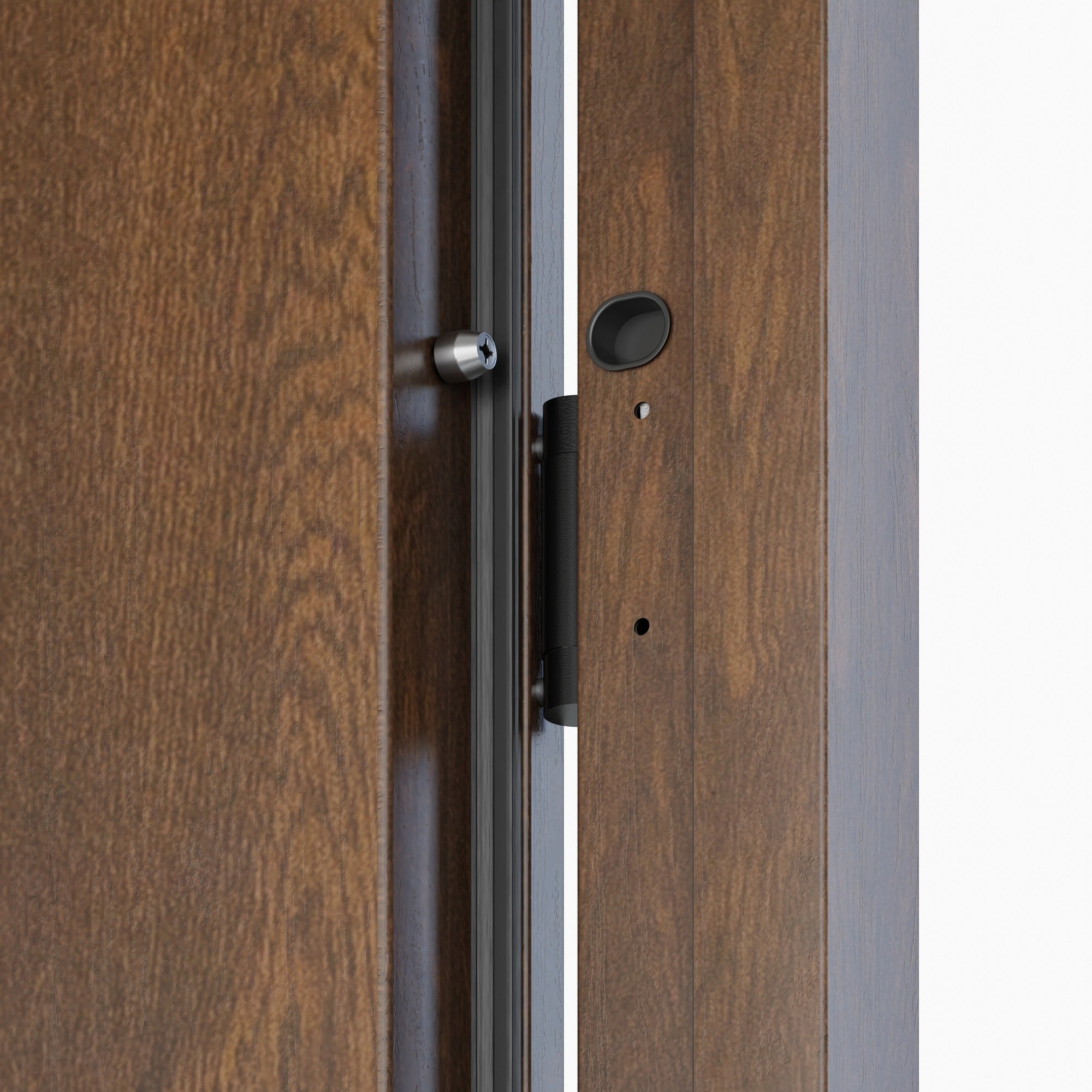 Drzwi zewnętrzne stalowe WIEN szklone orzech 80 lewe 3