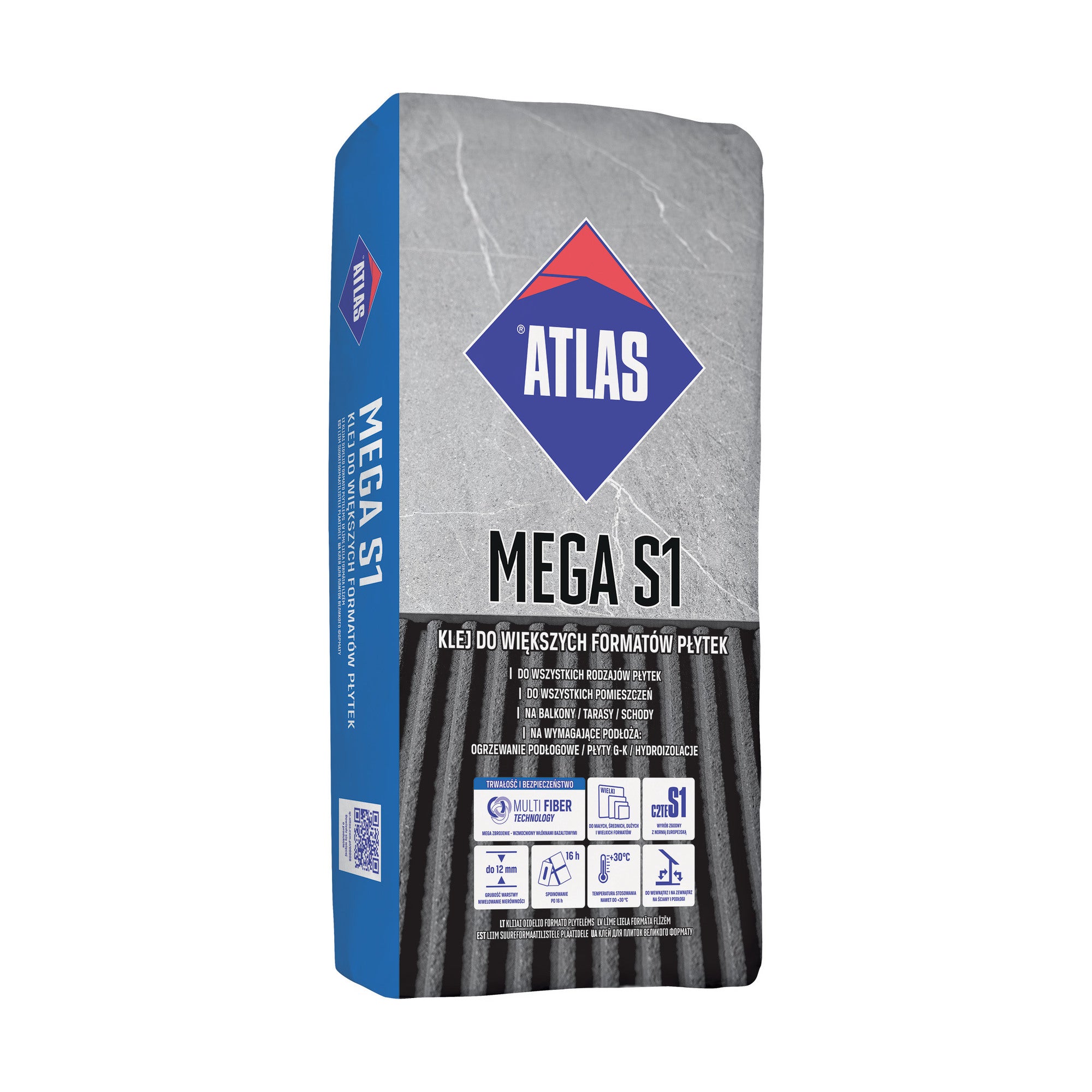 Zaprawa klejowa do większych formatów płytek Atlas Mega S1 22,5 kg