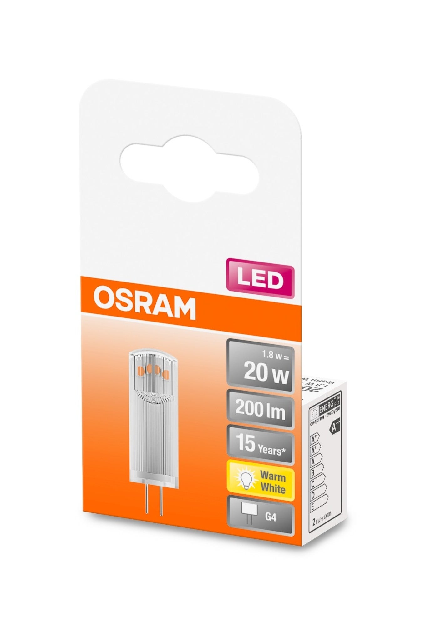 Żarówka LED 1,8W G4 200lm ciepło biała/2700K Osram 0