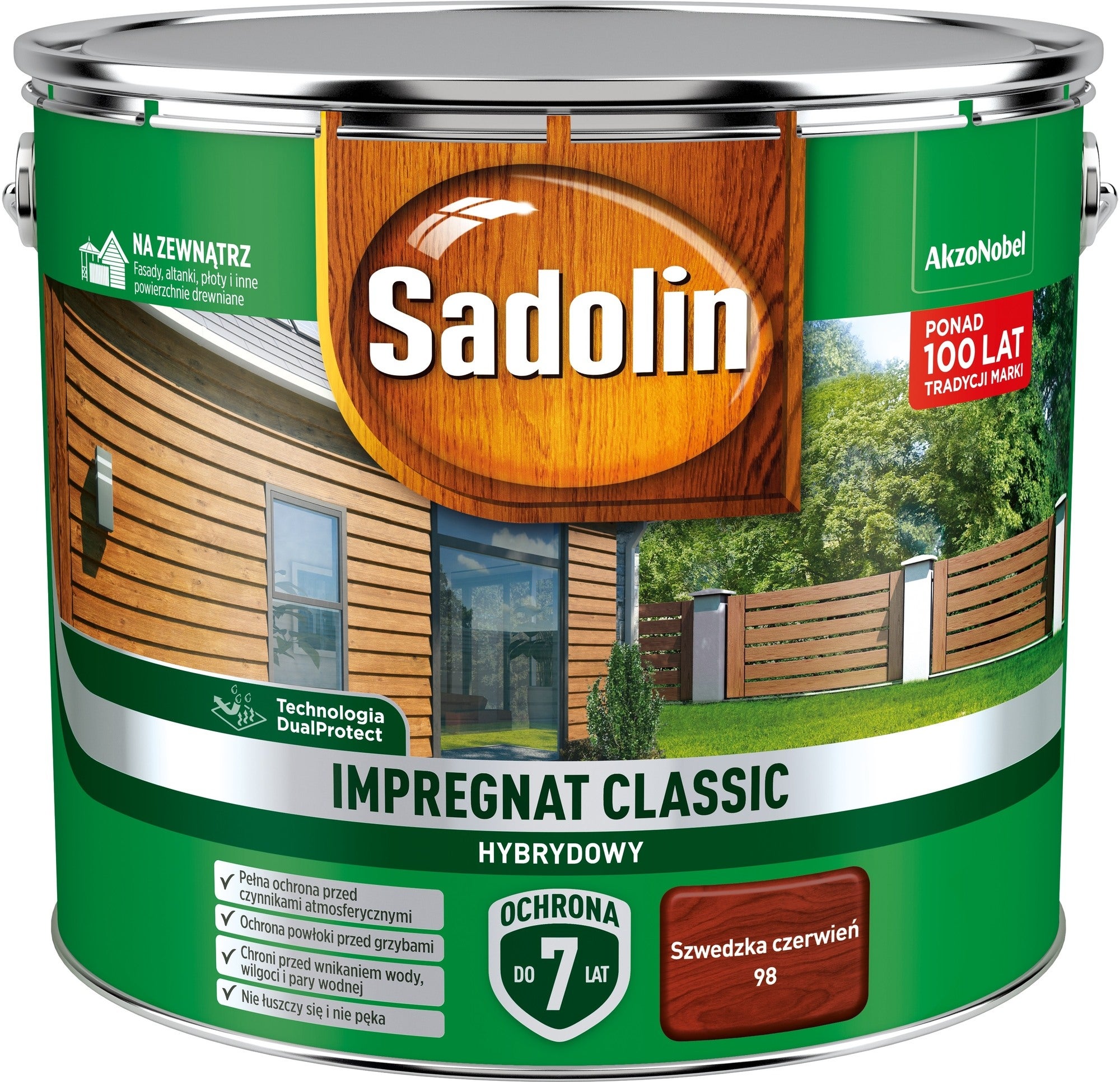 Impregnat hybrydowy Sadolin Classic szwedzka czerwień 9l
