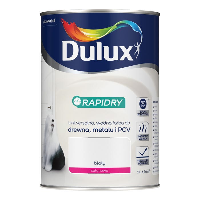 Emalia Dulux Rapidry biała satynowa 1l