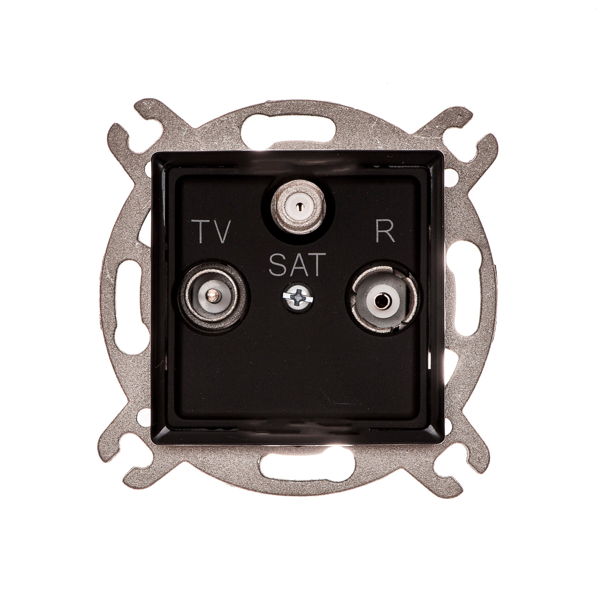 Polmark Rosa czarny mat gniazdo antenowe R-TV-SAT przelotowe 0