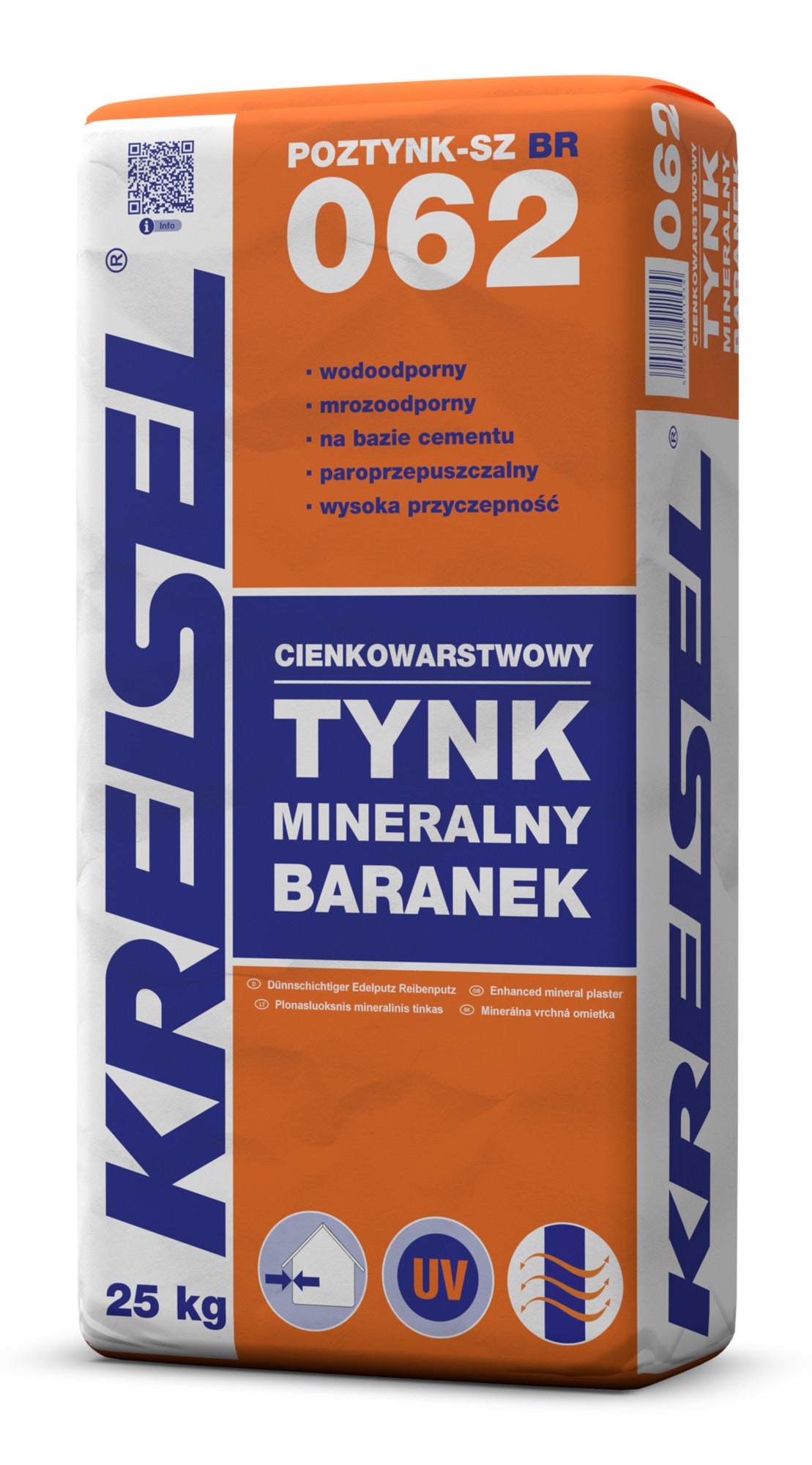 Tynk mineralny Kreisel Poztynk-SZ BR 062 25 kg, baranek 1.5 mm, biały