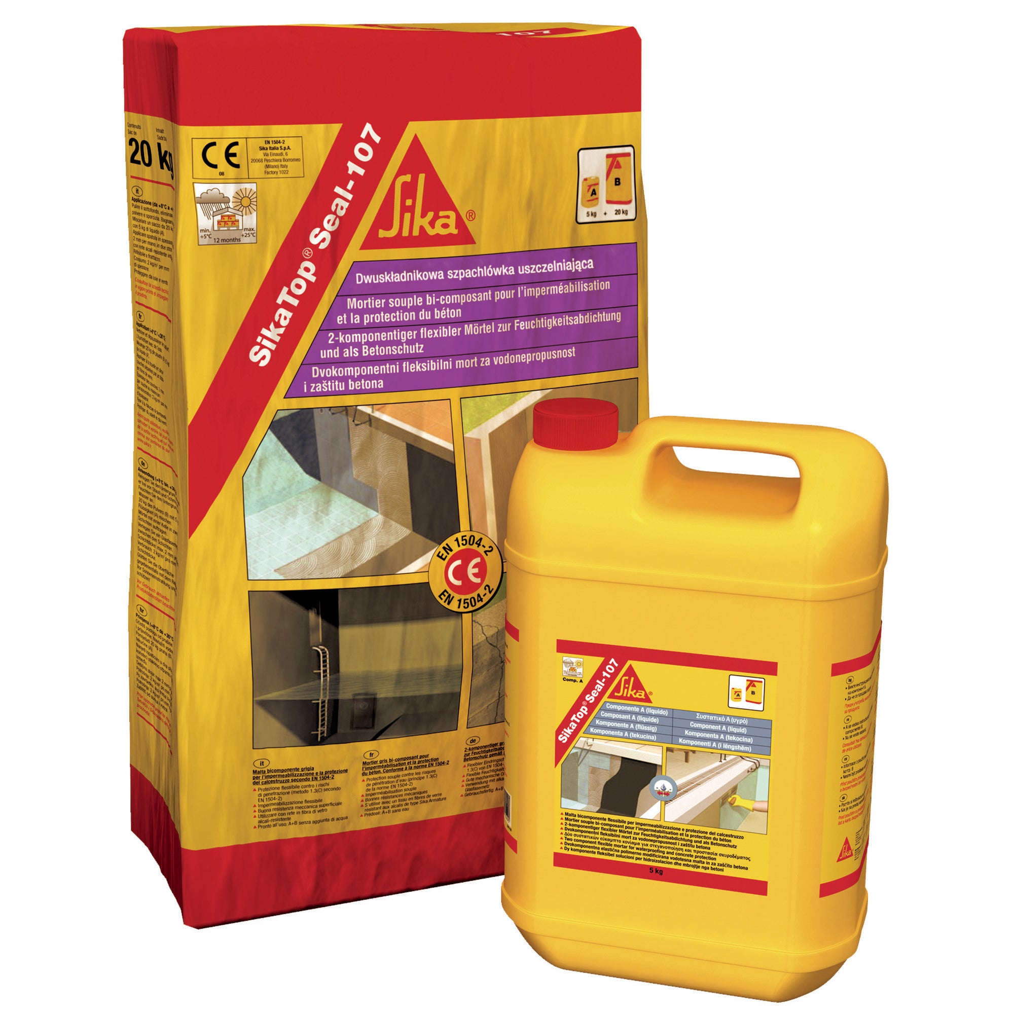 Cementowa zaprawa do wykonywania hydroizolacji SikaTop -107 Seal CZ 25 kg, dwuskładnikowa 0
