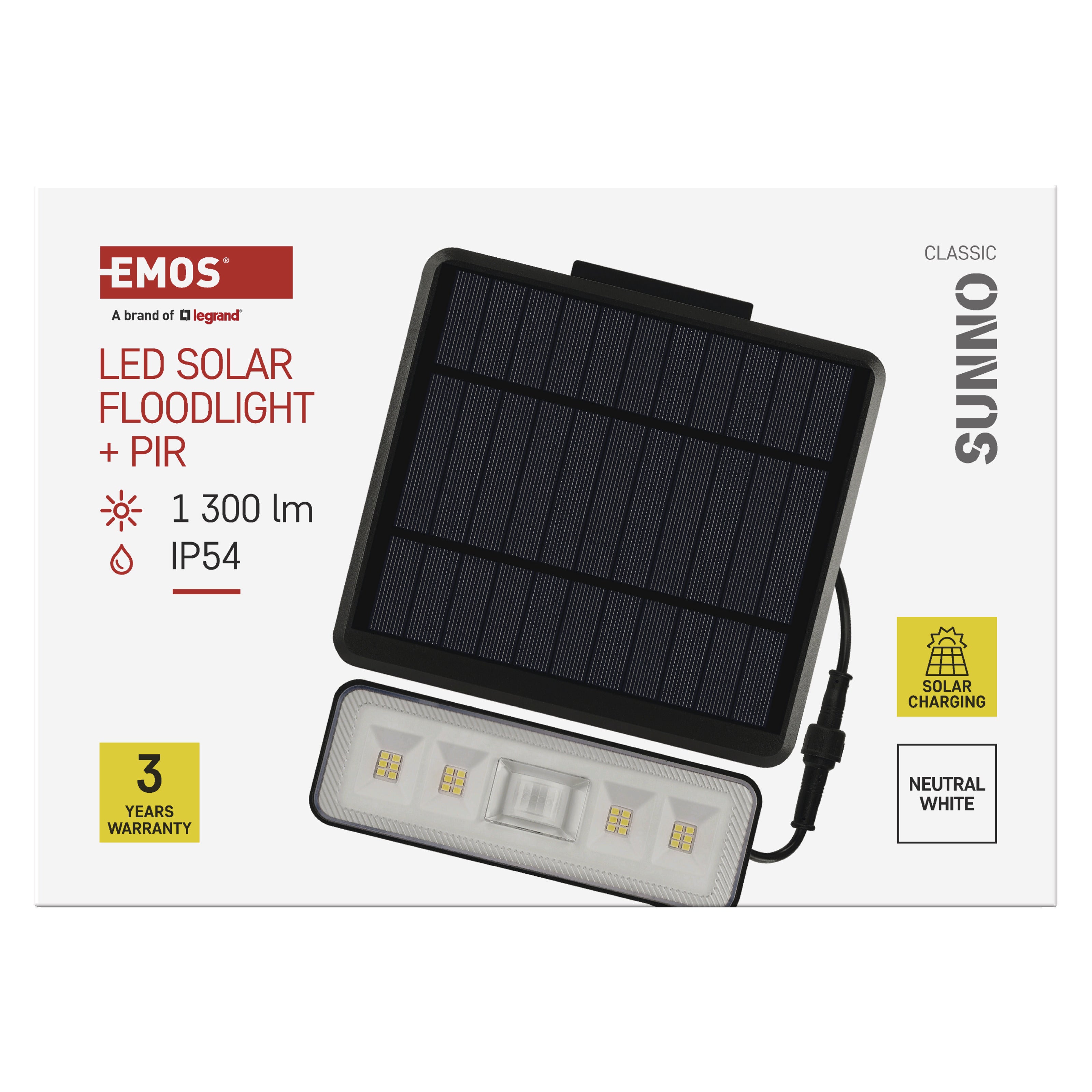 Naświetlacz solarny Sunno 1300lm 2500mAh PIR IP54 3