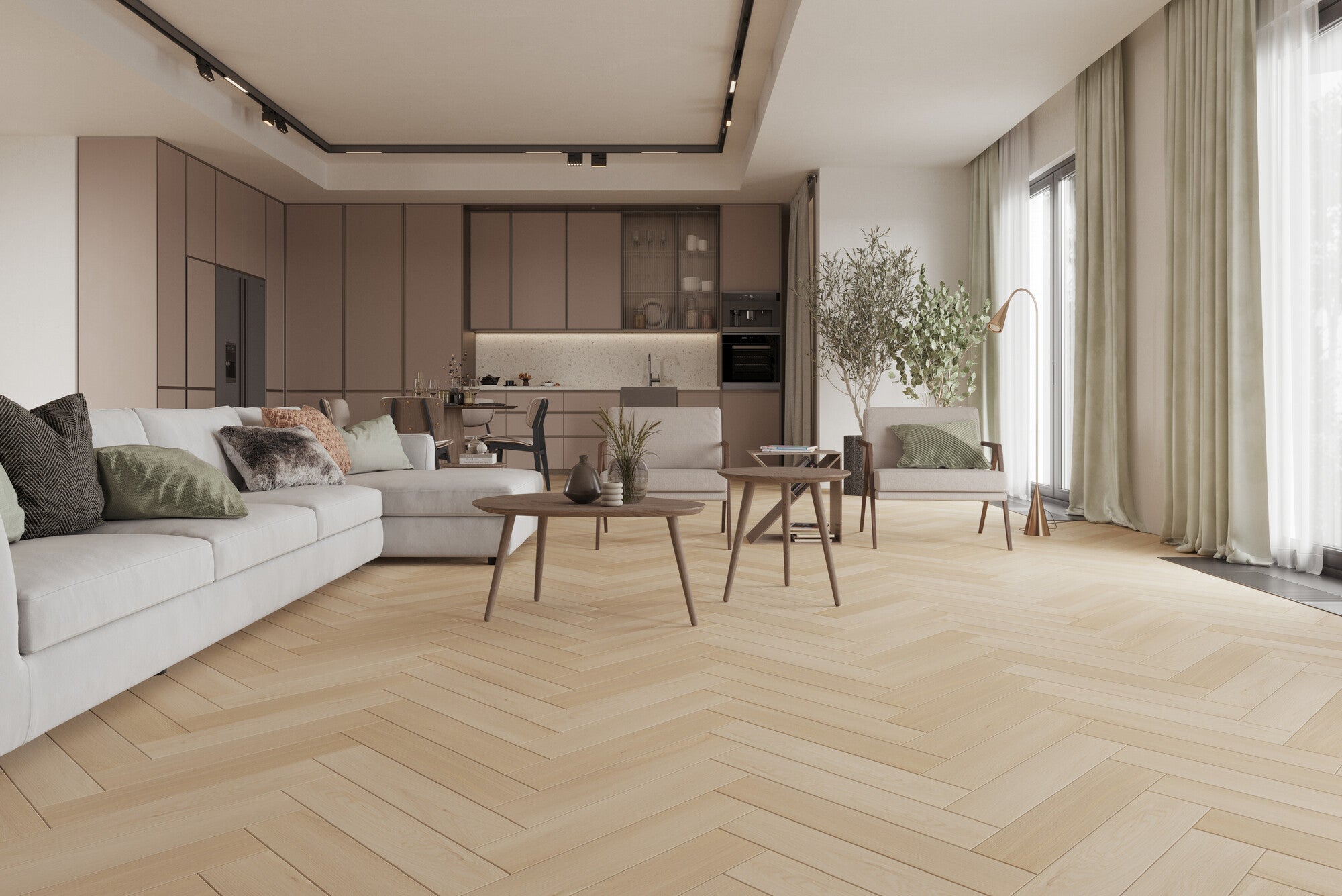 Panel winylowy SPC Dąb Sereno jodełka kl.33, 5mm op. 1,4884m2 wodoodporny 1