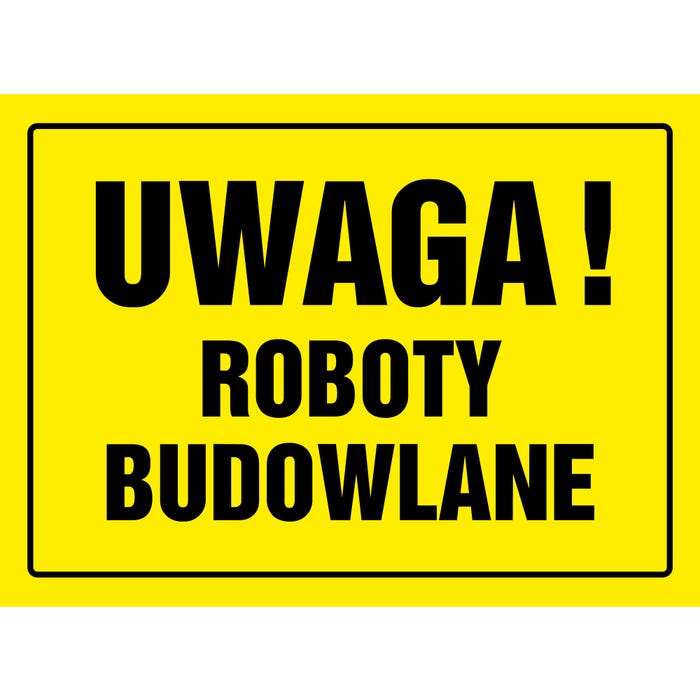 Znak budowlany UWAGA ROBOTY BUDOWLANE