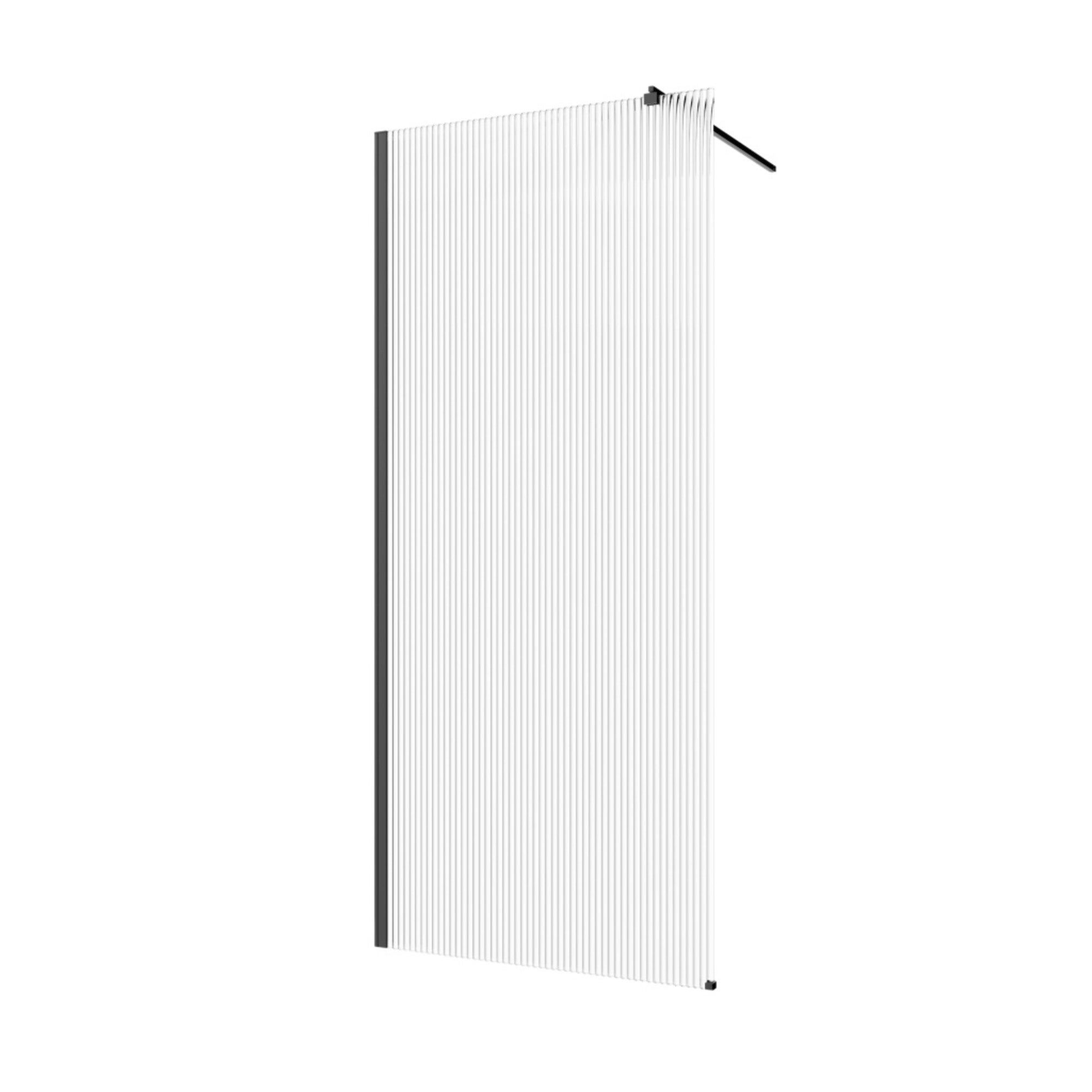 Kabina walk-in Invena 110 x 200 cm czarna szkło ryflowane 8 mm