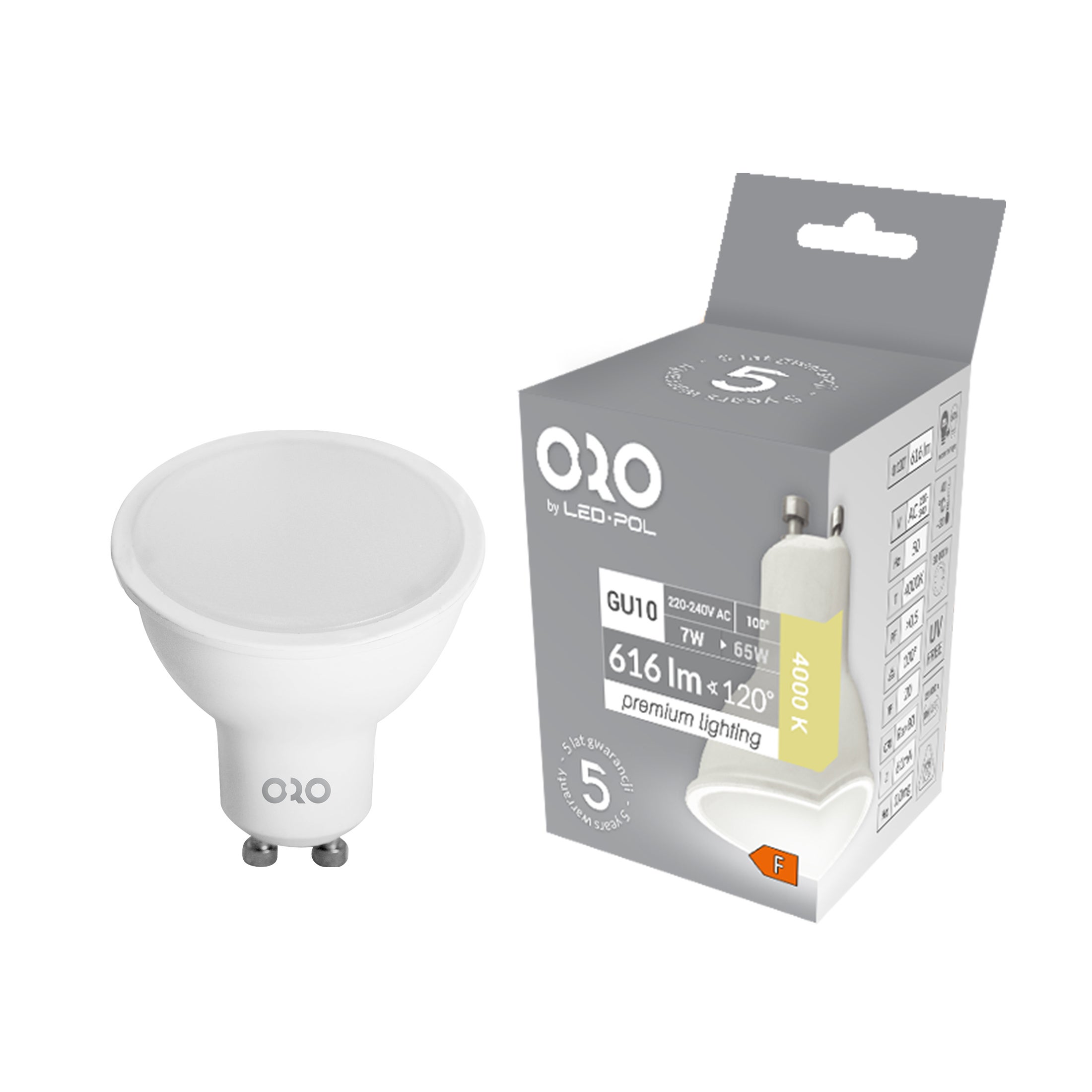 Żarówka LED GU10 7W 616lm 4000K 2