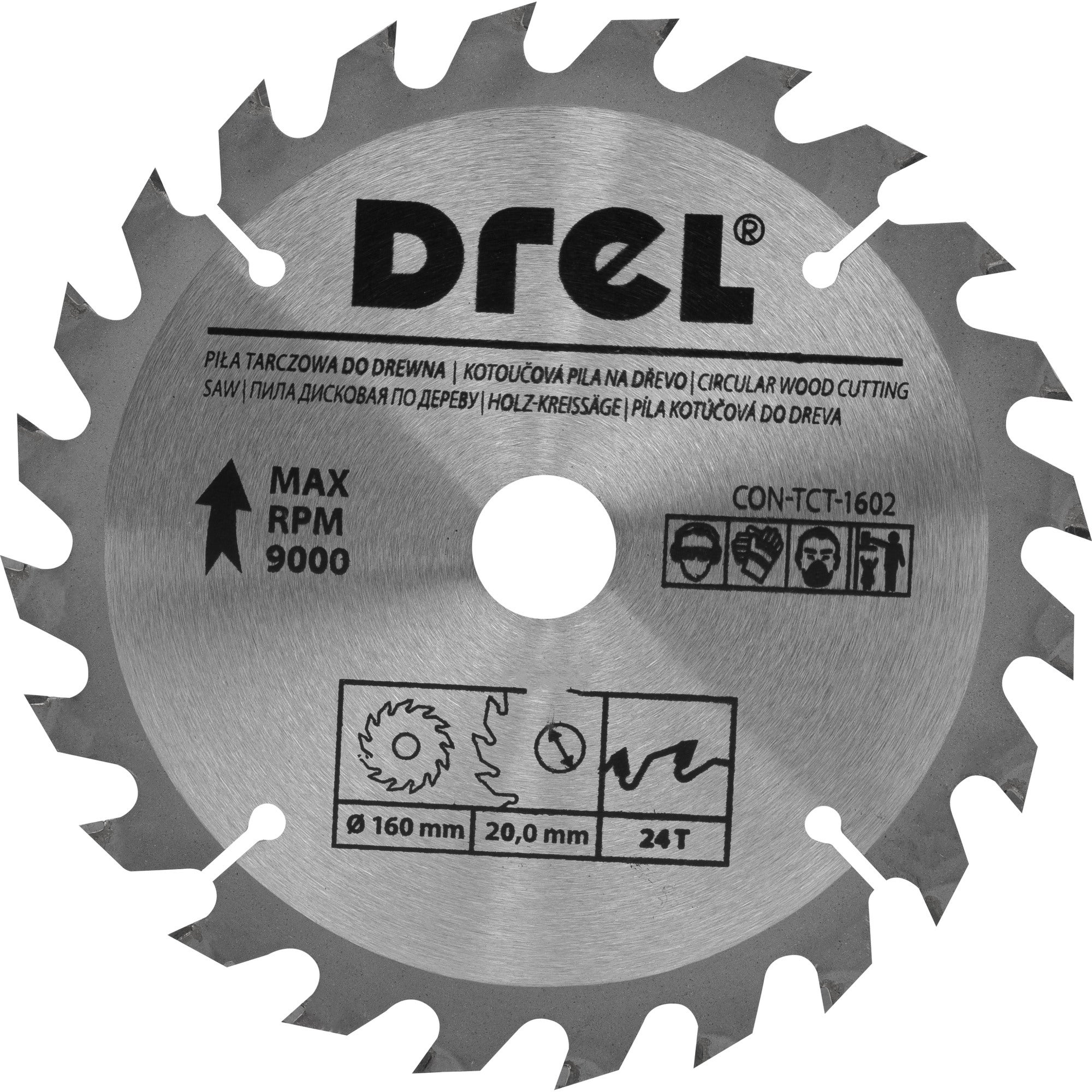 Piła widiowa do drewna 160 mm 24Z, otwór 12,7/16/20