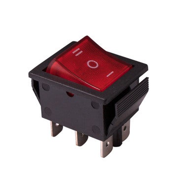 Przełącznik kołyskowy ON/OFF/ON, 15A, kolor czarno/czerwony 1