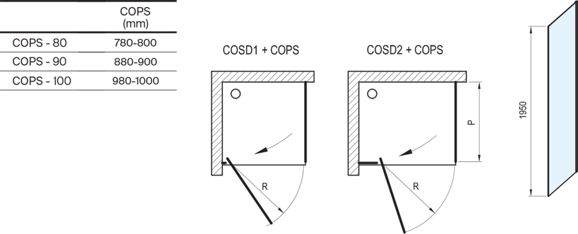 Ścianka prysznicowa Ravak Cool 100 x 195 cm chrom 3