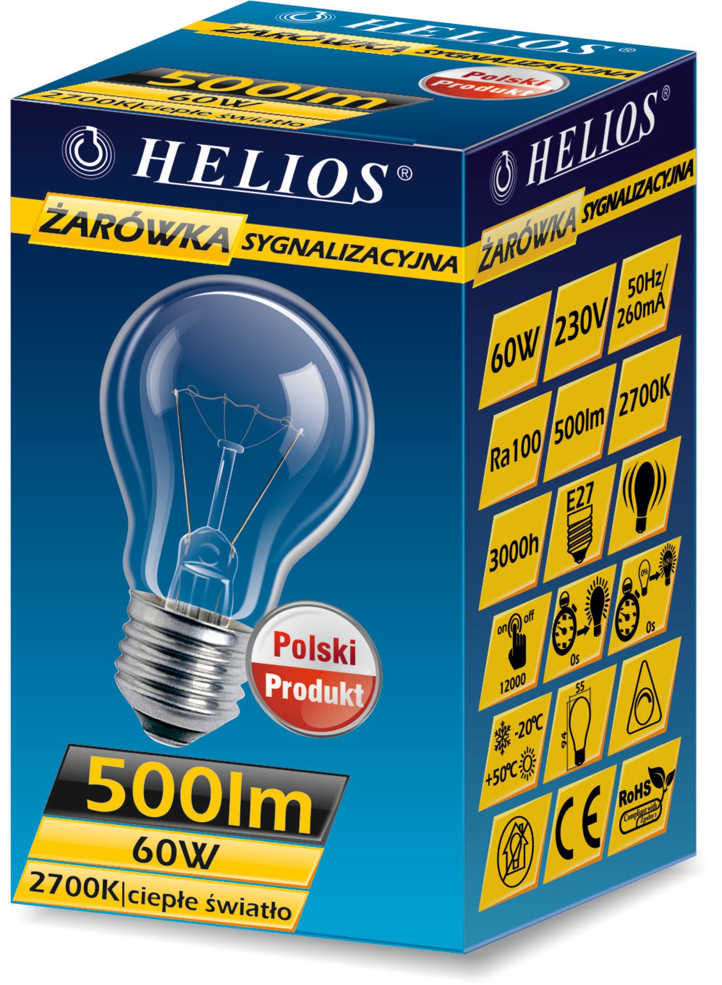 Żarówka sygnalizacyjna 60W E27 500lm A55