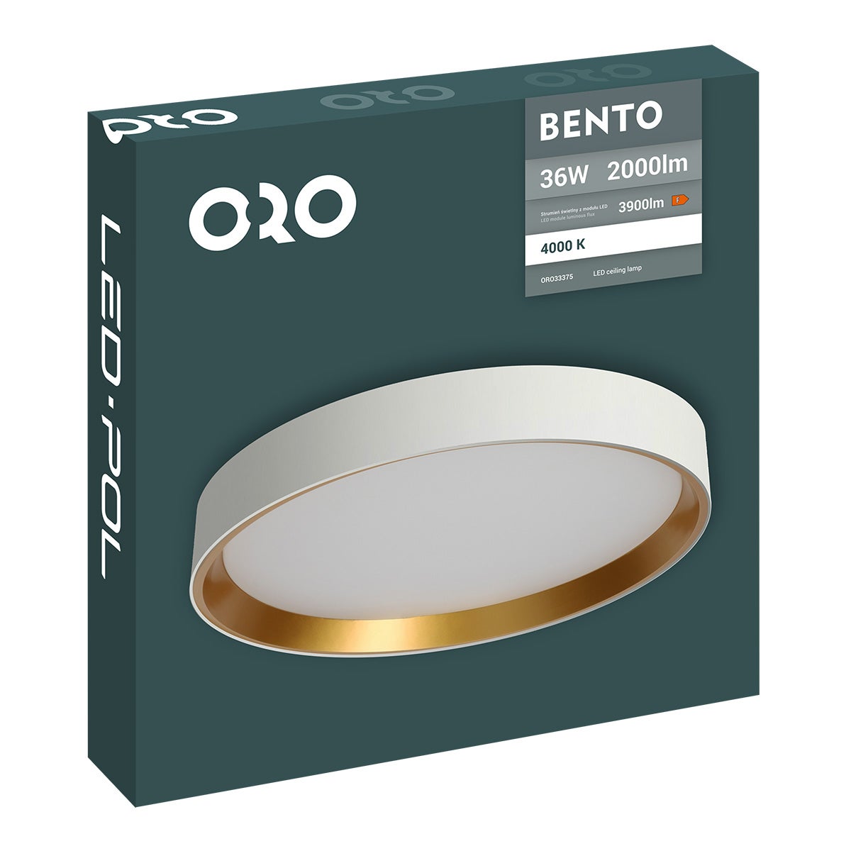 Plafon LED Bento 36W 2000 lm IP20, biały/złoty 1