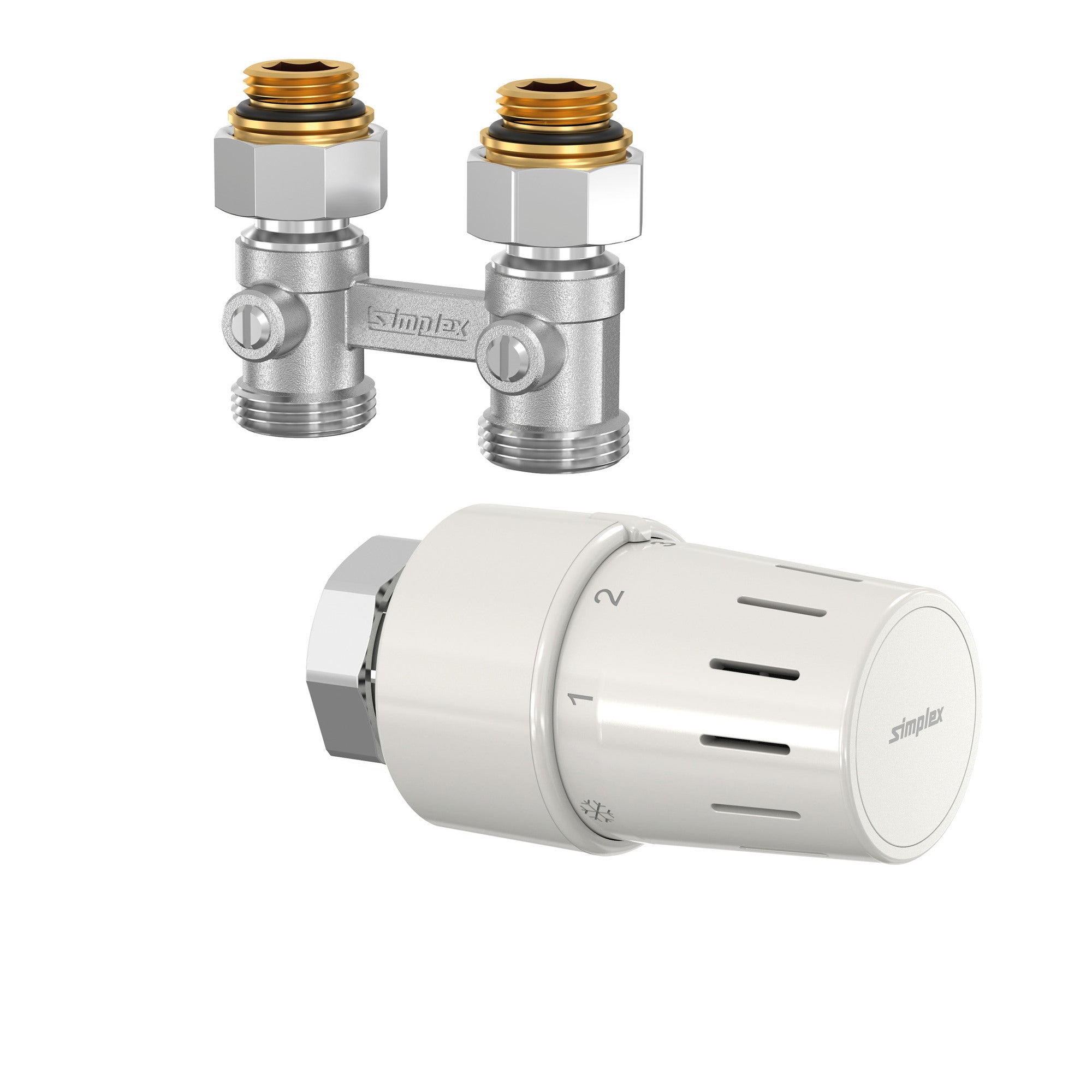 Zestaw termostatyczny prosty Simplex z głowicy TC-S3, biały