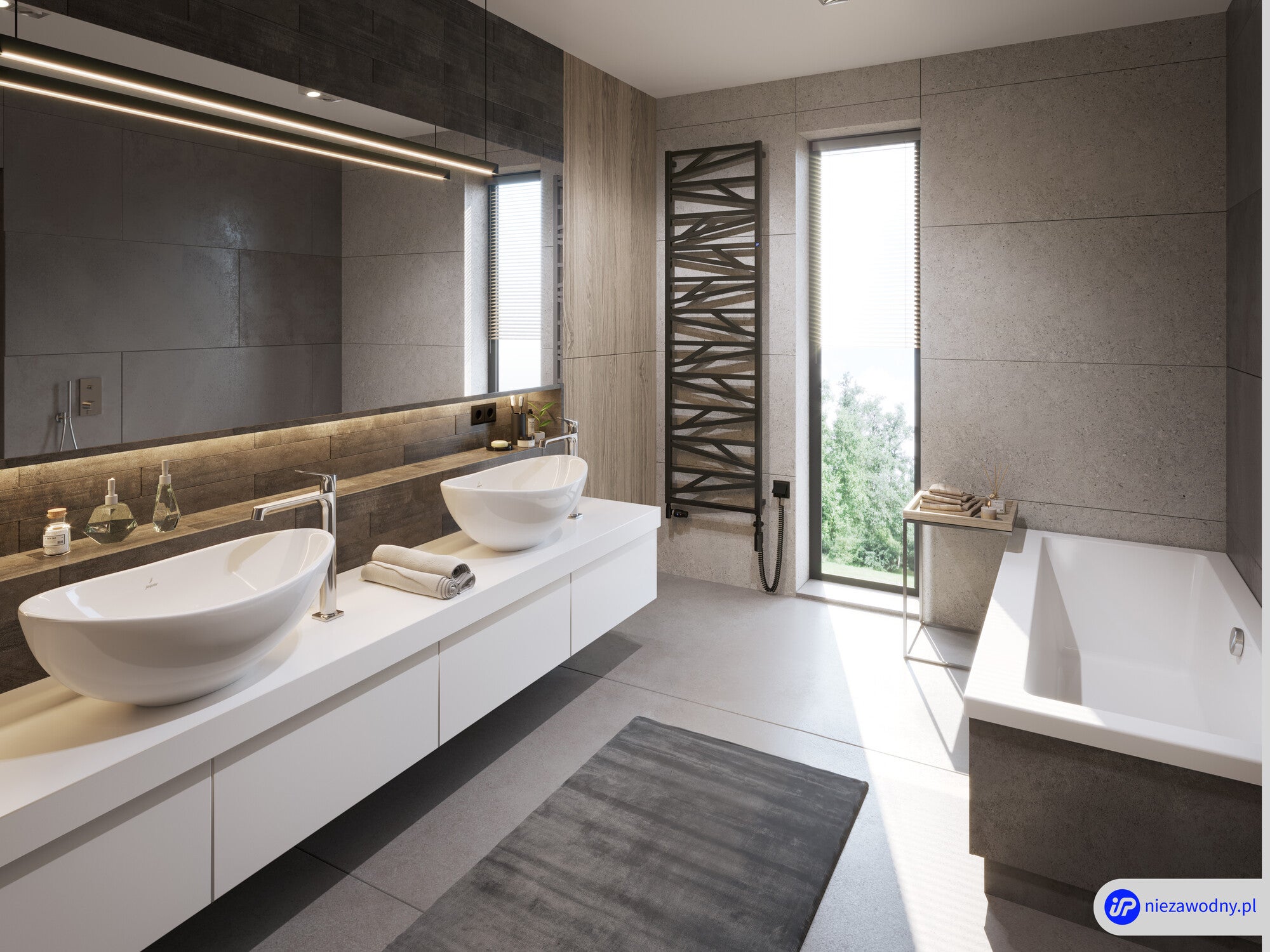 Grzejnik łazienkowy Yuto 120x50 cm, czarny matowy 1