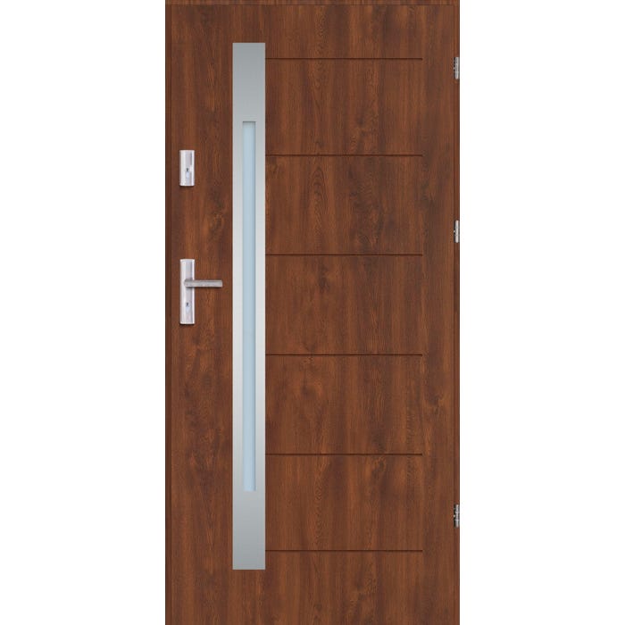Drzwi zewnętrzne Torino Inox 56, 90 prawe, orzech