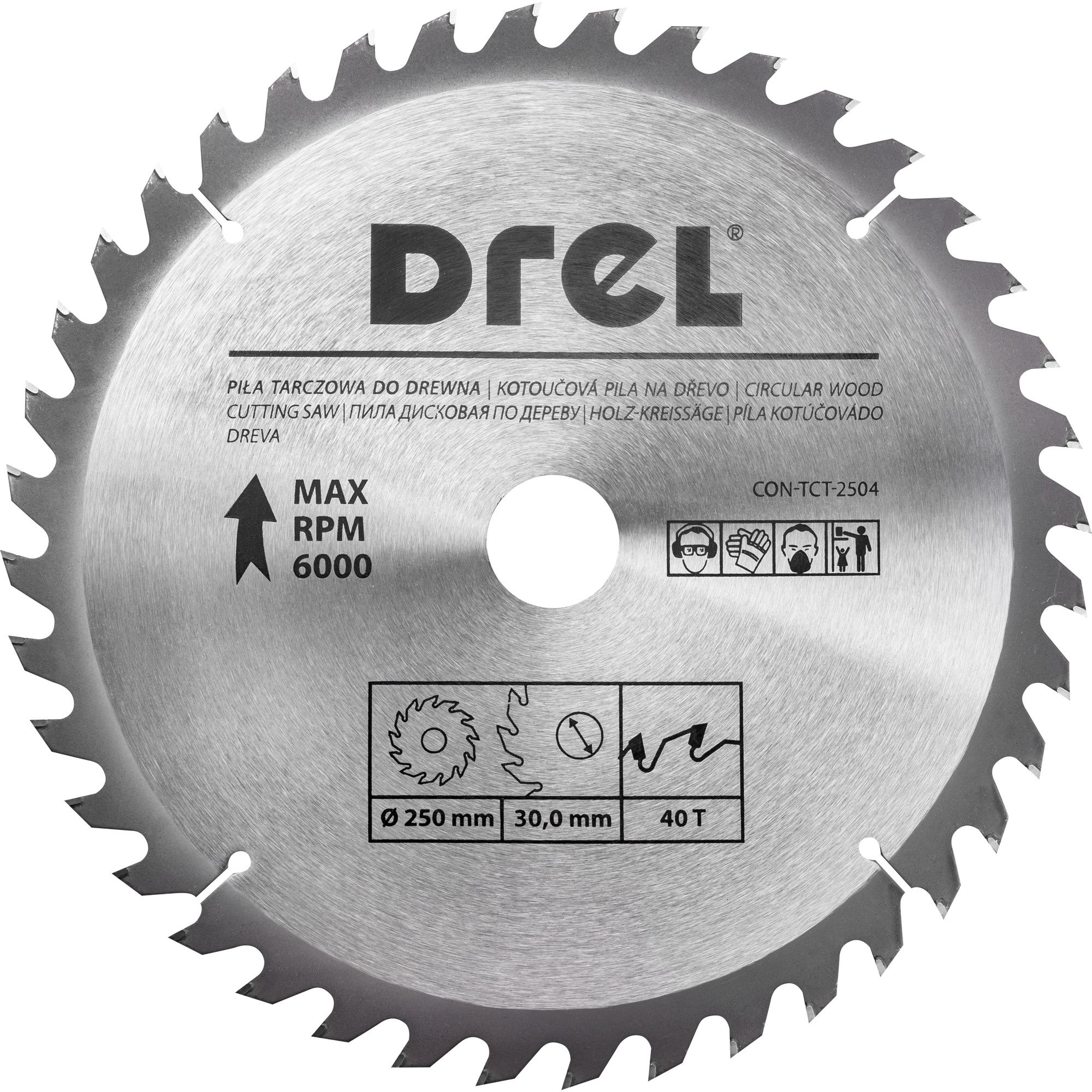 Piła widiowa do drewna 250 mm 40Z, otwór 16/20/30