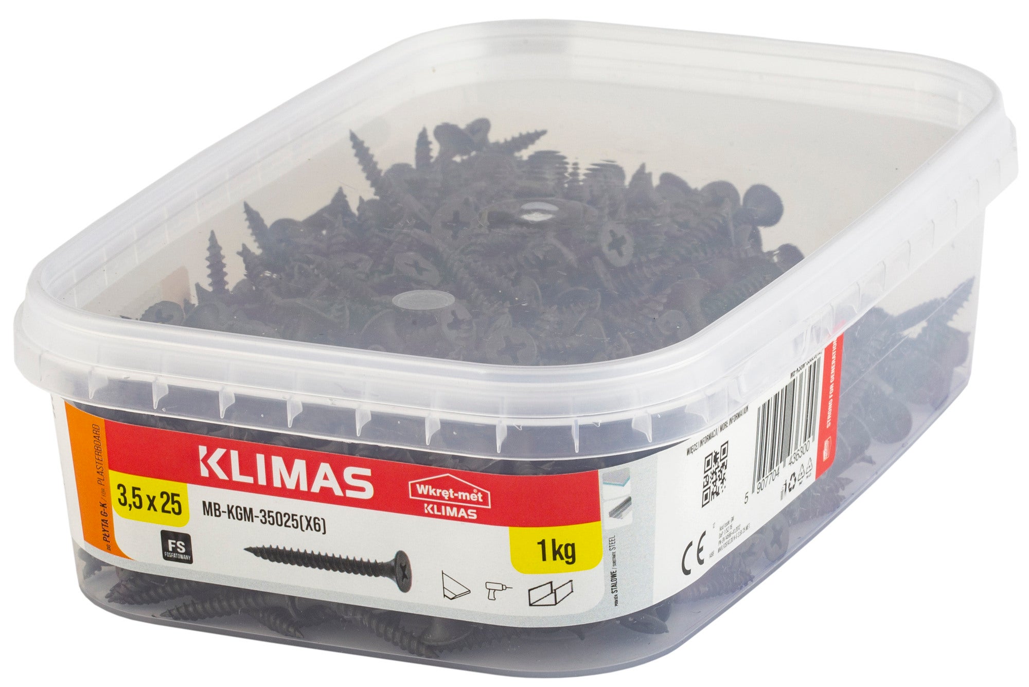 Wkręt do mocowania płyt g/k 3.5x25 mm do stali 1kg 