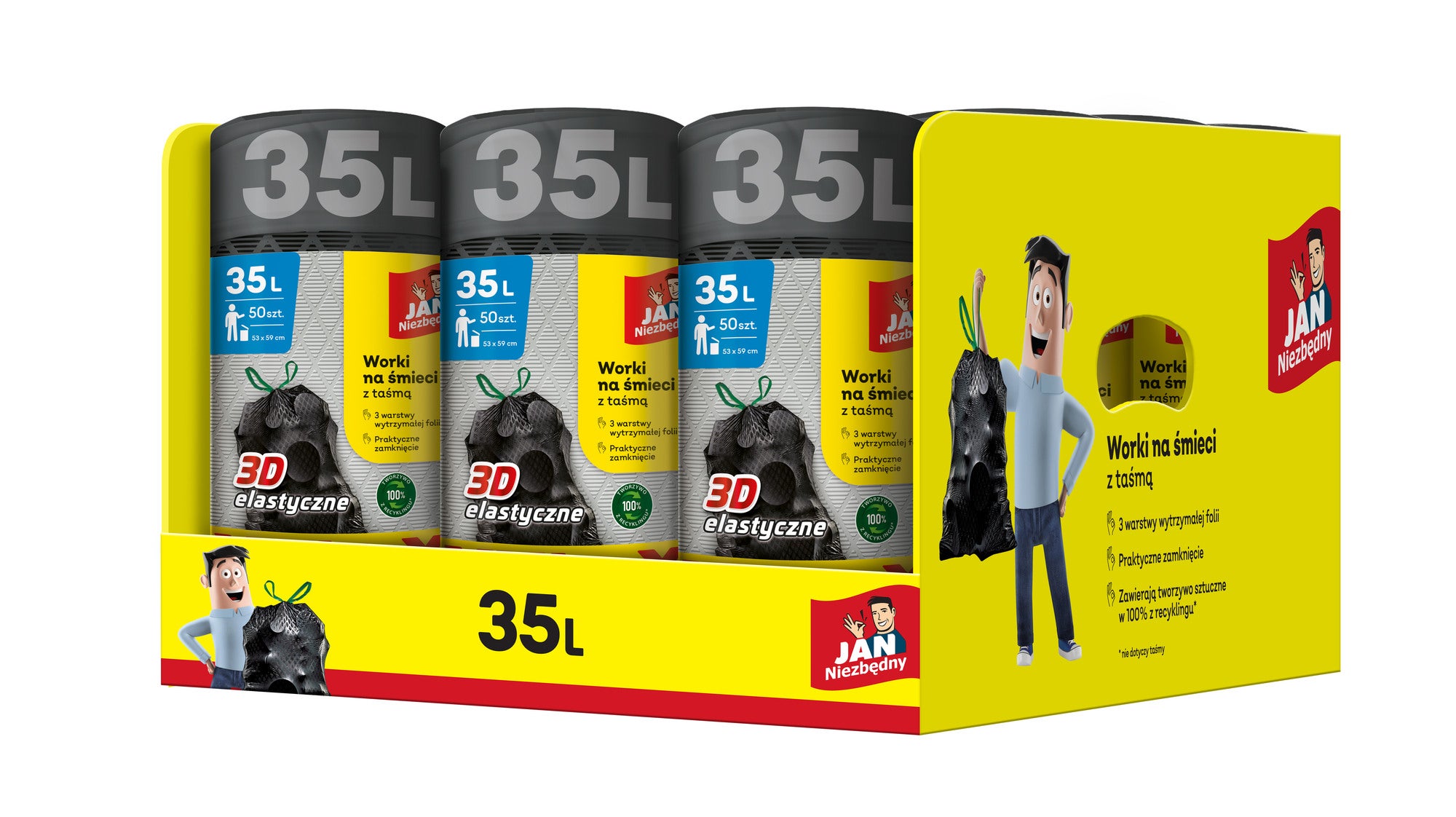 Jan Niezbędny Worki na śmieci z Taśmą XXL 35l 50szt 1