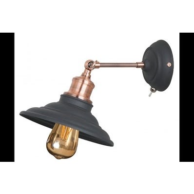Oprawa ścienna LORET+ z włącznikiem 1x E27, czarny, średnica 20,6cm, materiał metal