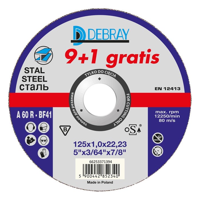 Tarcza do cięcia metalu 125x1,0x22,2 mm, 10 szt.
