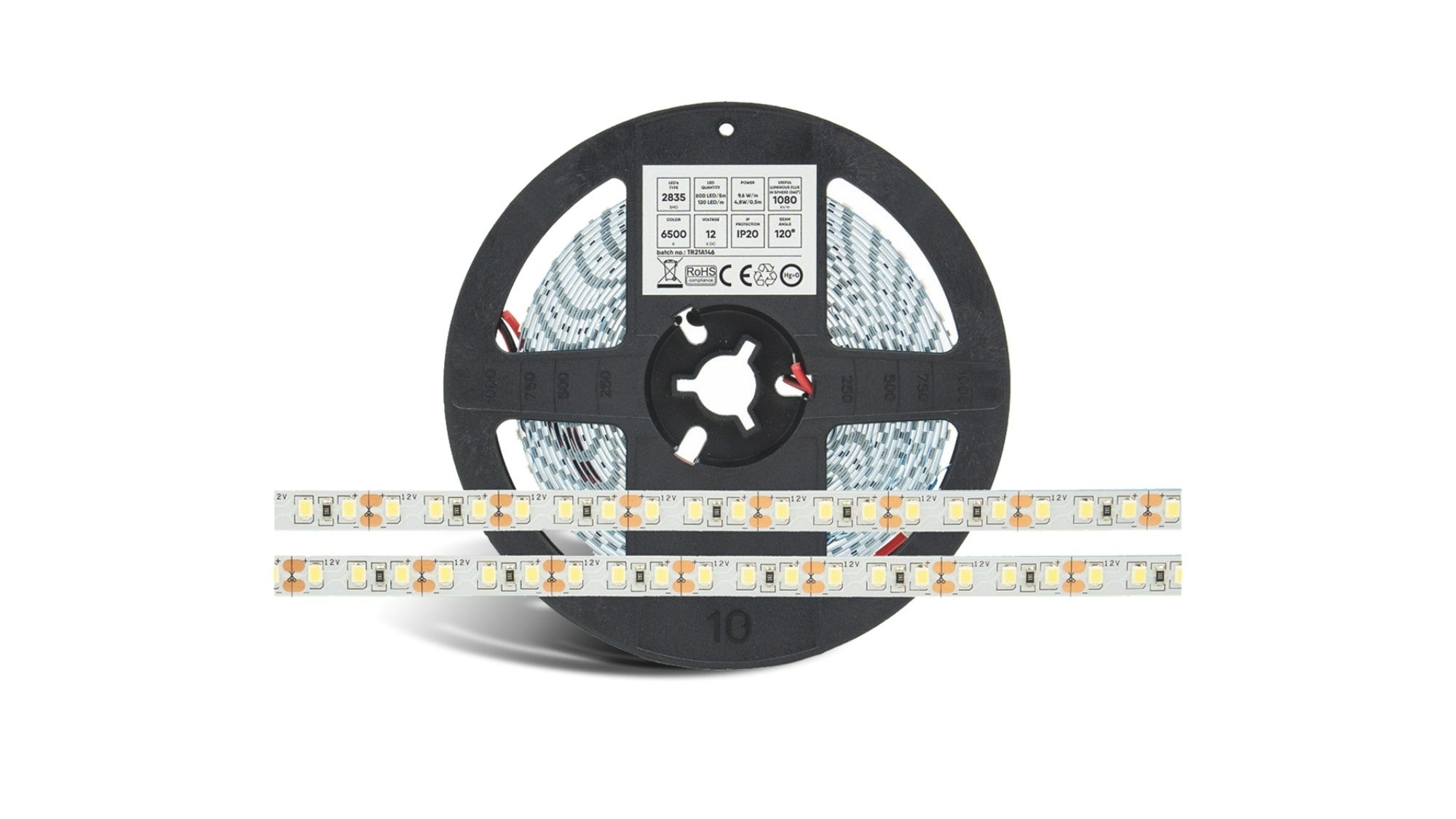 Taśma 600 LED 2835 SMD 12V Biały Zimny RA80