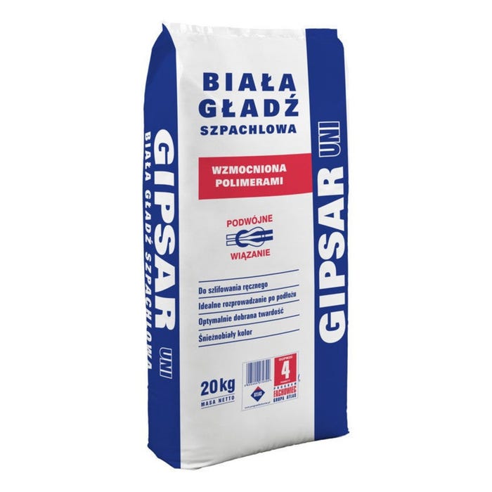 Gładź finiszowa Atlas Gipsar Uni 20 kg, biała