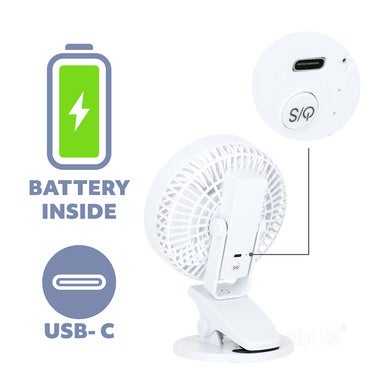 Wentylator biurkowy Clip 2 Ah USB-C, biały 6