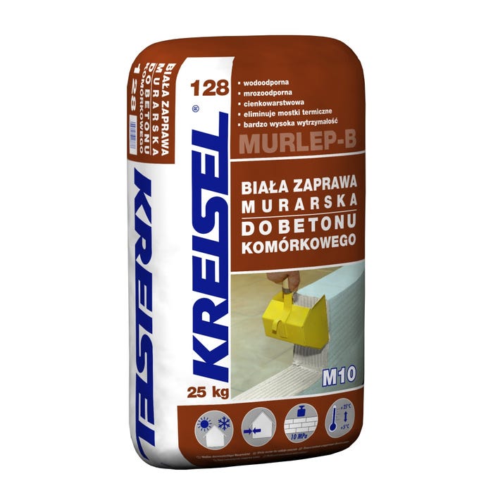 Zaprawa murarska cienkowarstwowa Kreisel Murlep-B 128 25 kg, biała