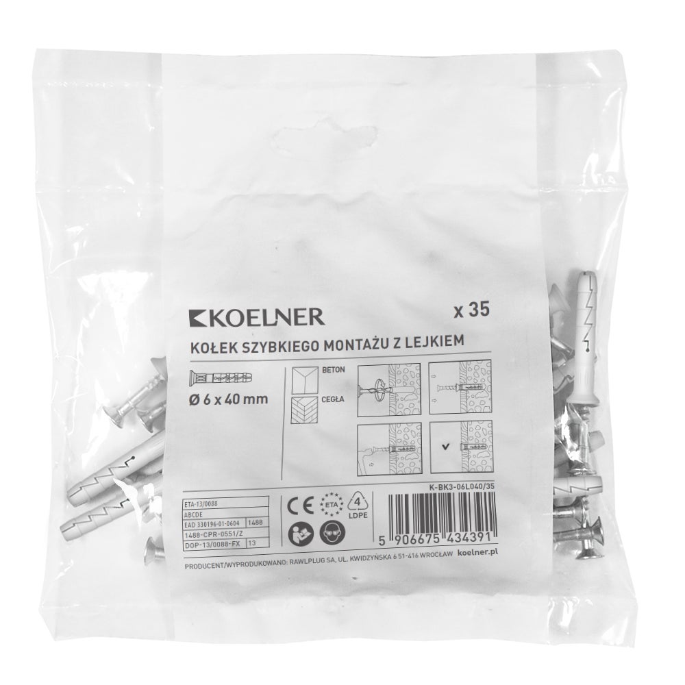 Kołek szybkiego montażu 6x40 mm (35 szt.) 1
