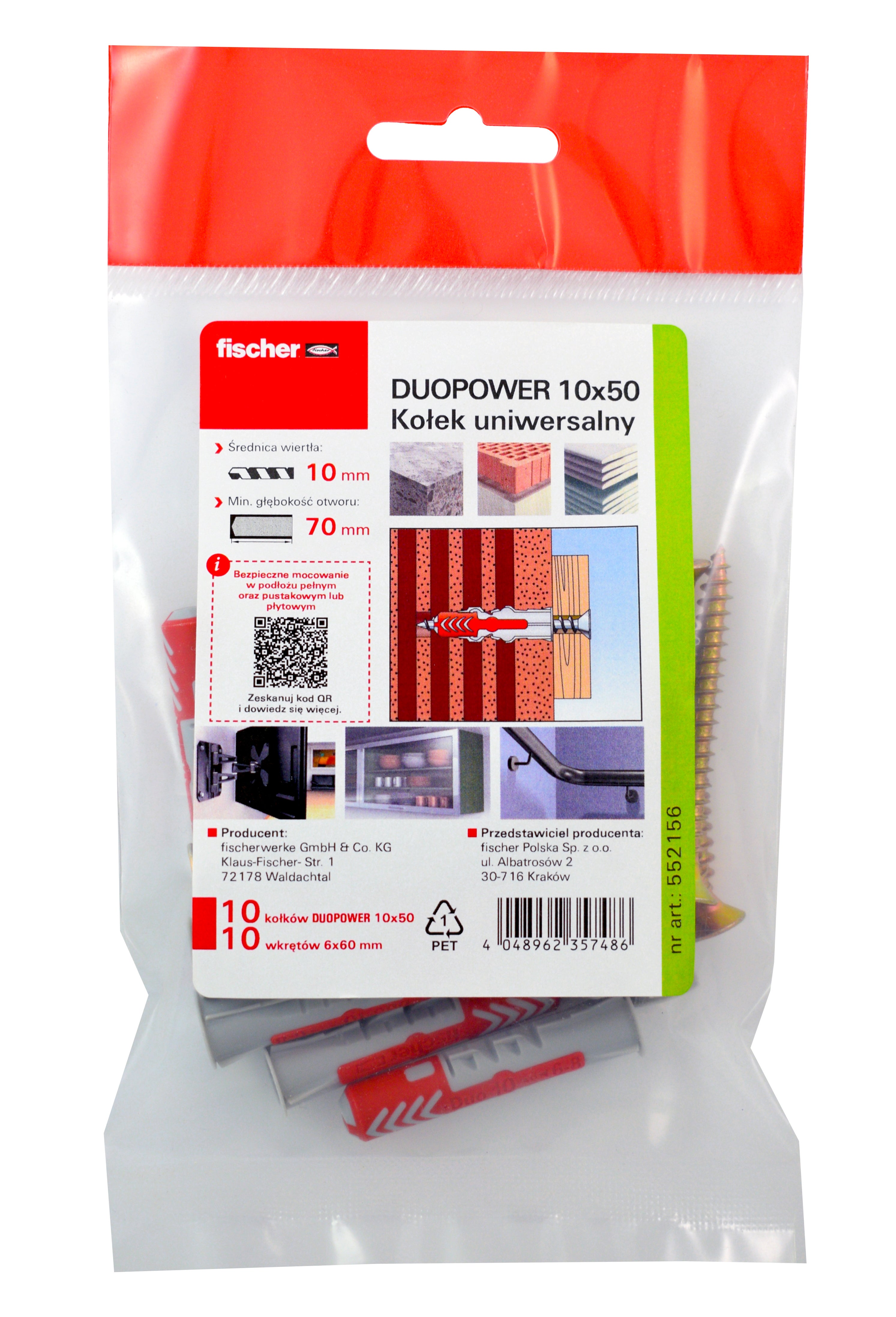 Kołki uniwersalne z wkrętem 10x50 mm (10 szt.) 1