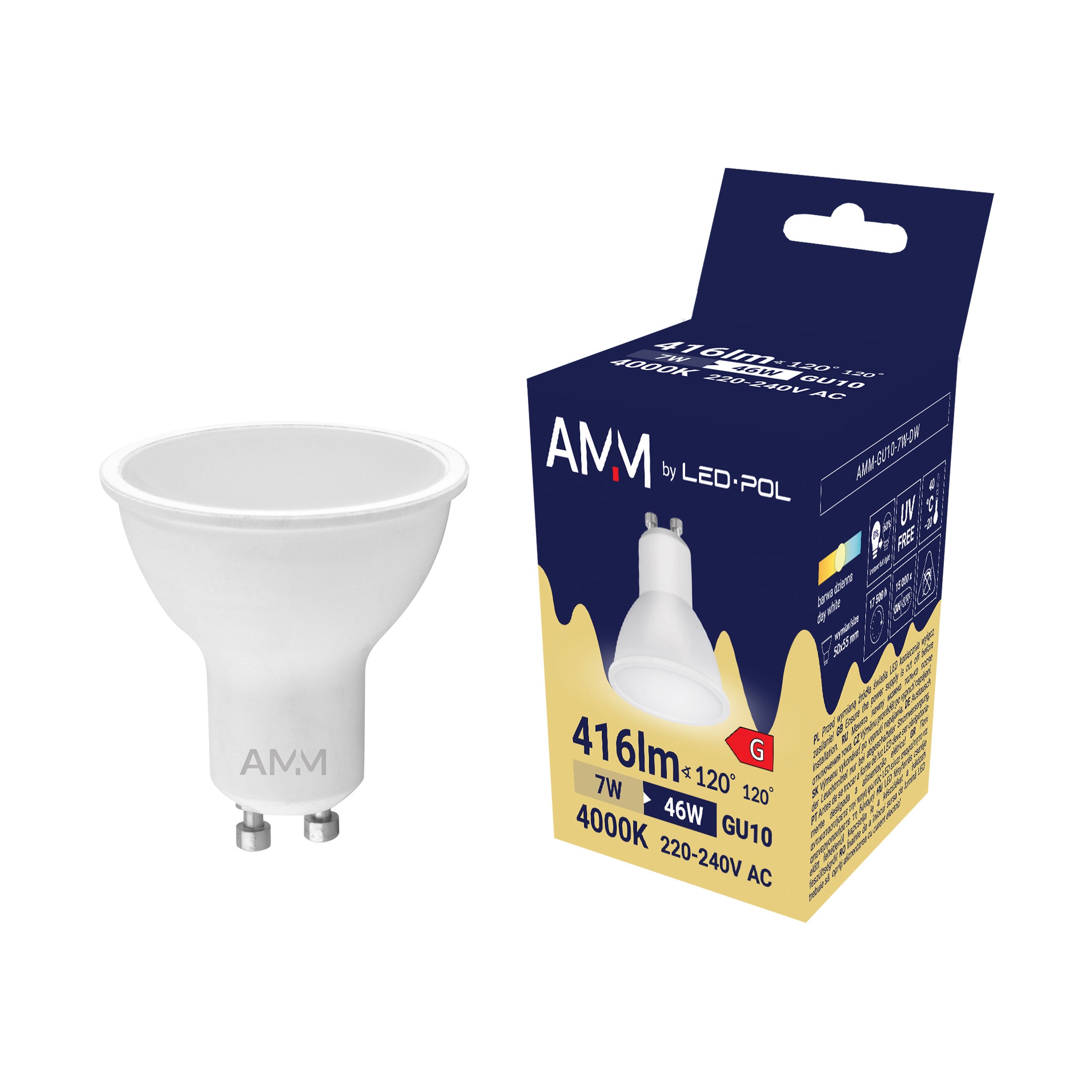 Żarówka LED GU10 7W 416lm 4000K 3