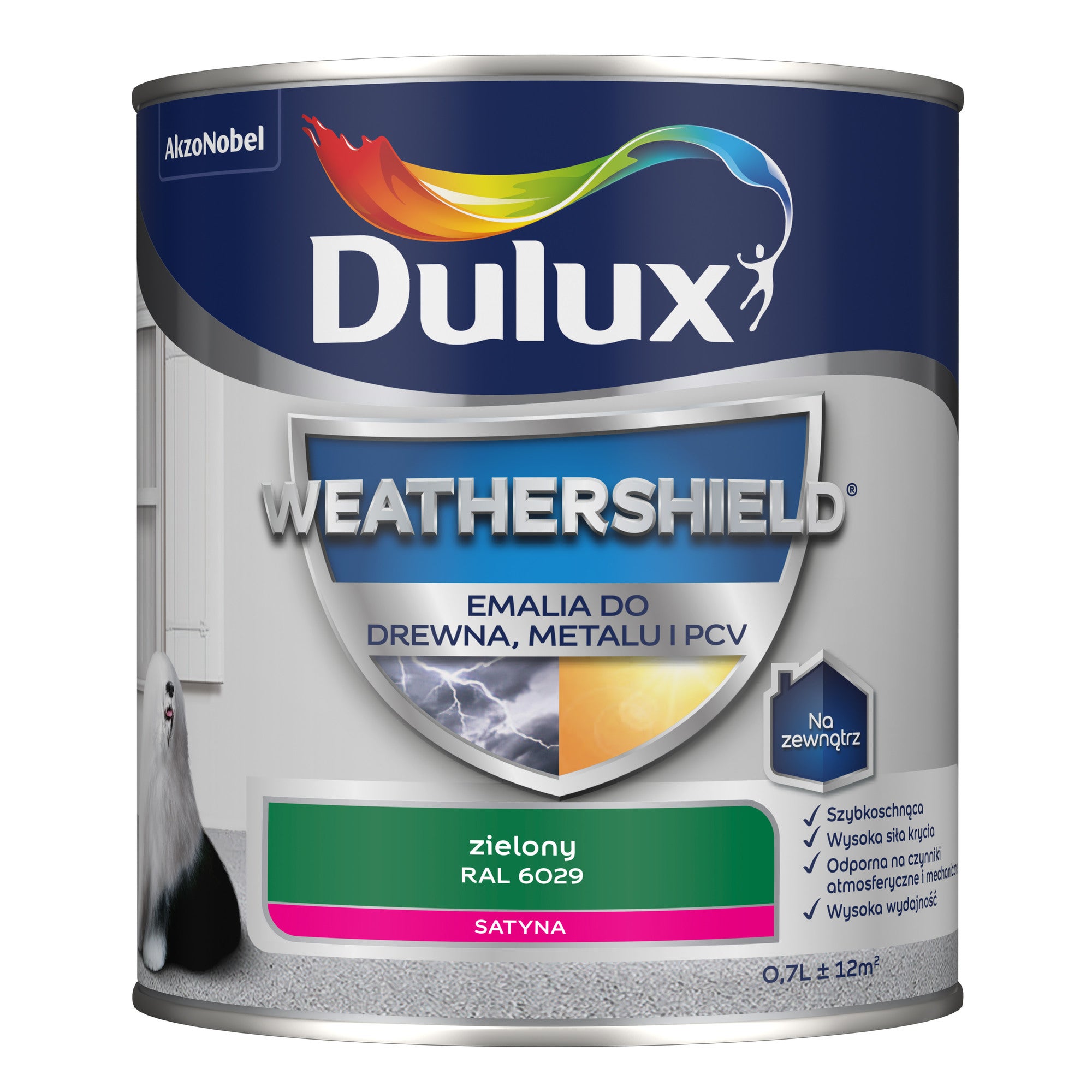 Dulux Weathershield Emalia do drewna, metalu i PCV RAL 6029 zielony 0,7l