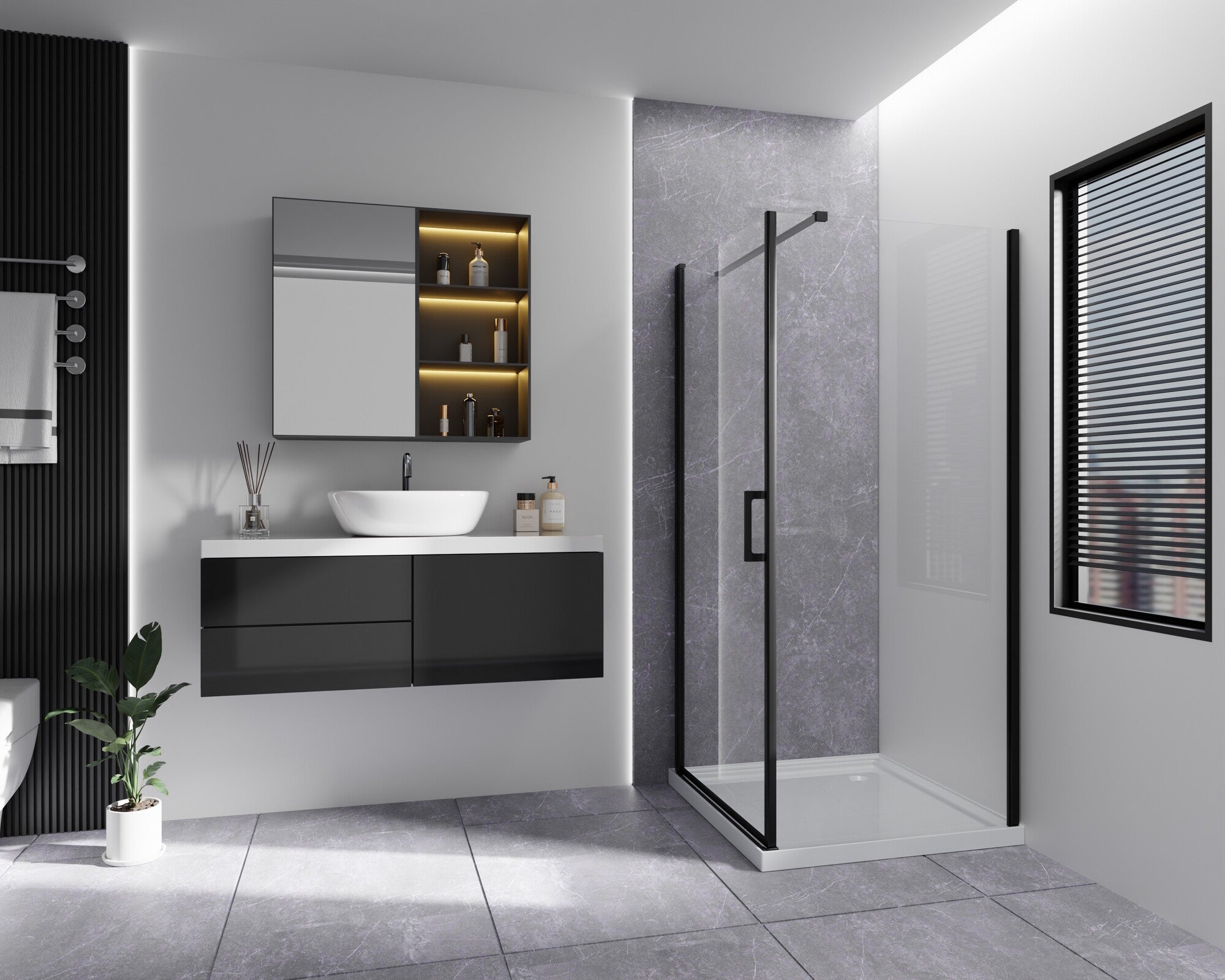 Kabina prysznicowa Savana Ida 80 x 80 cm czarna 1