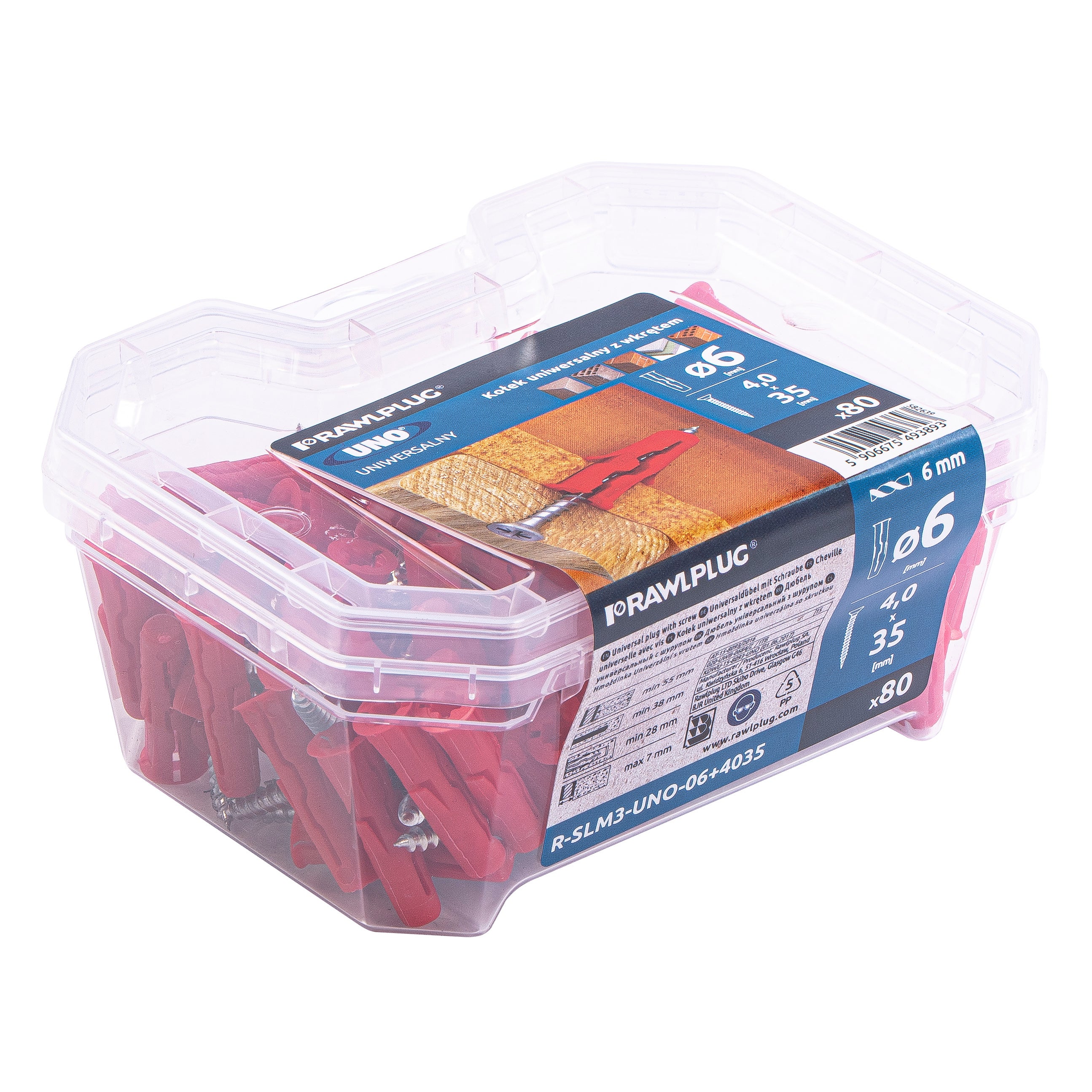 Kołek uniwersalny UNO 6x28 mm z wkrętem (80 szt.) 1