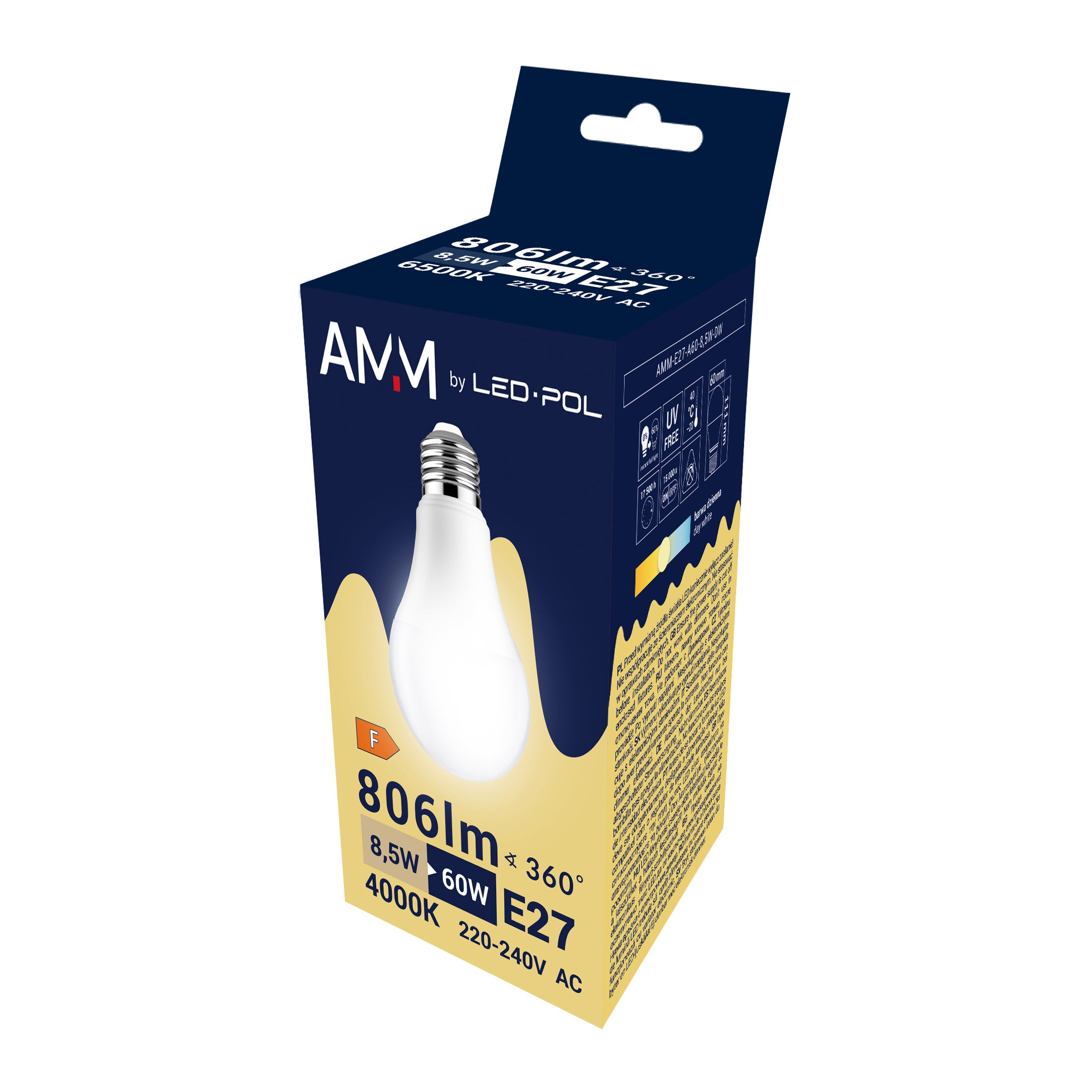 Żarówka LED E27 A60 8,5W 806lm 4000K 3