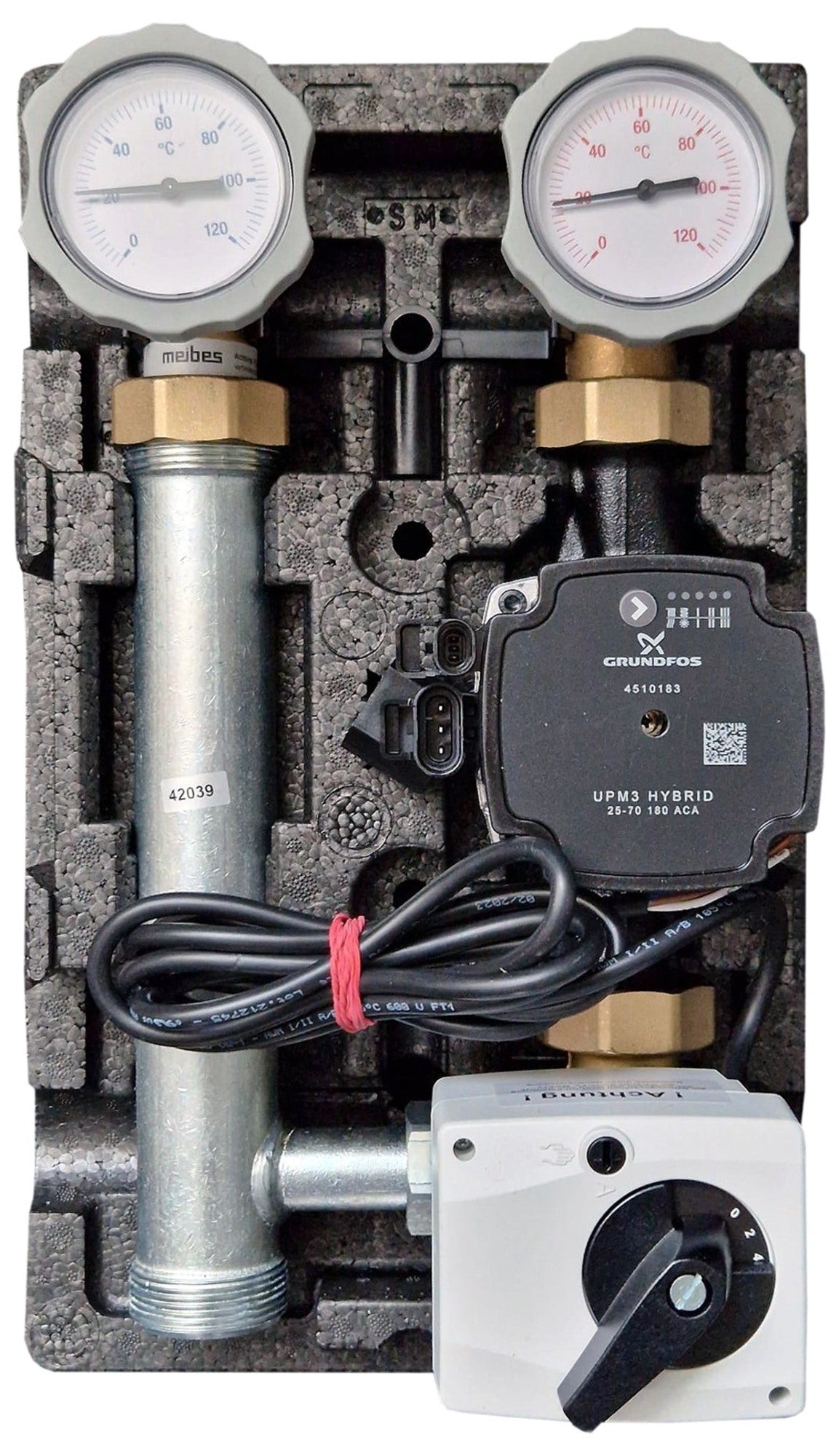 Grupa pompowa Mk/8 1" z mieszaczem T i siłownikiem Grundfos upm3 hybrid 25-70 2