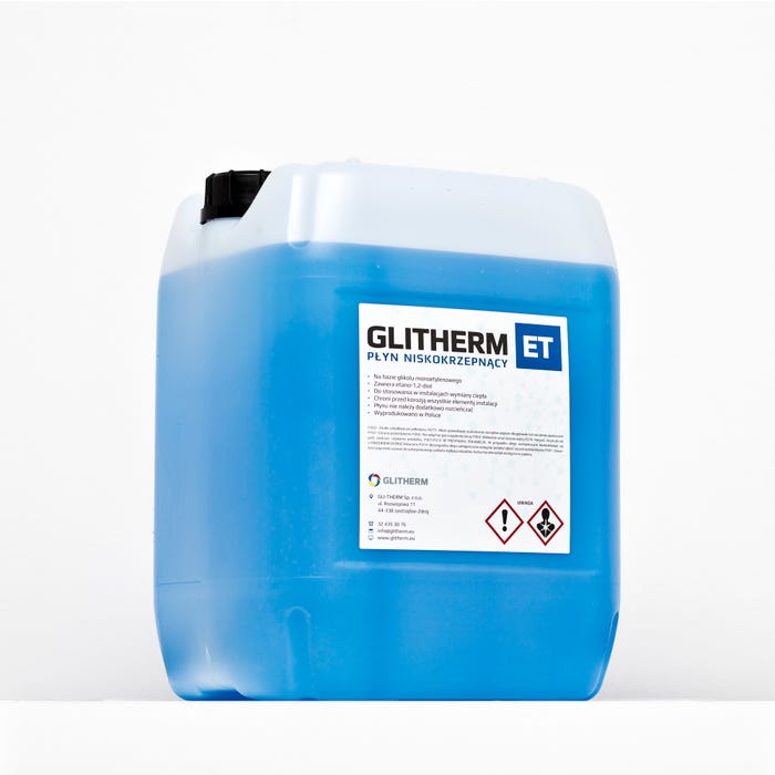 Płyn etylowy antyzamarzaniowy Glitherm ET - 20 st, 20 kg, niebieski
